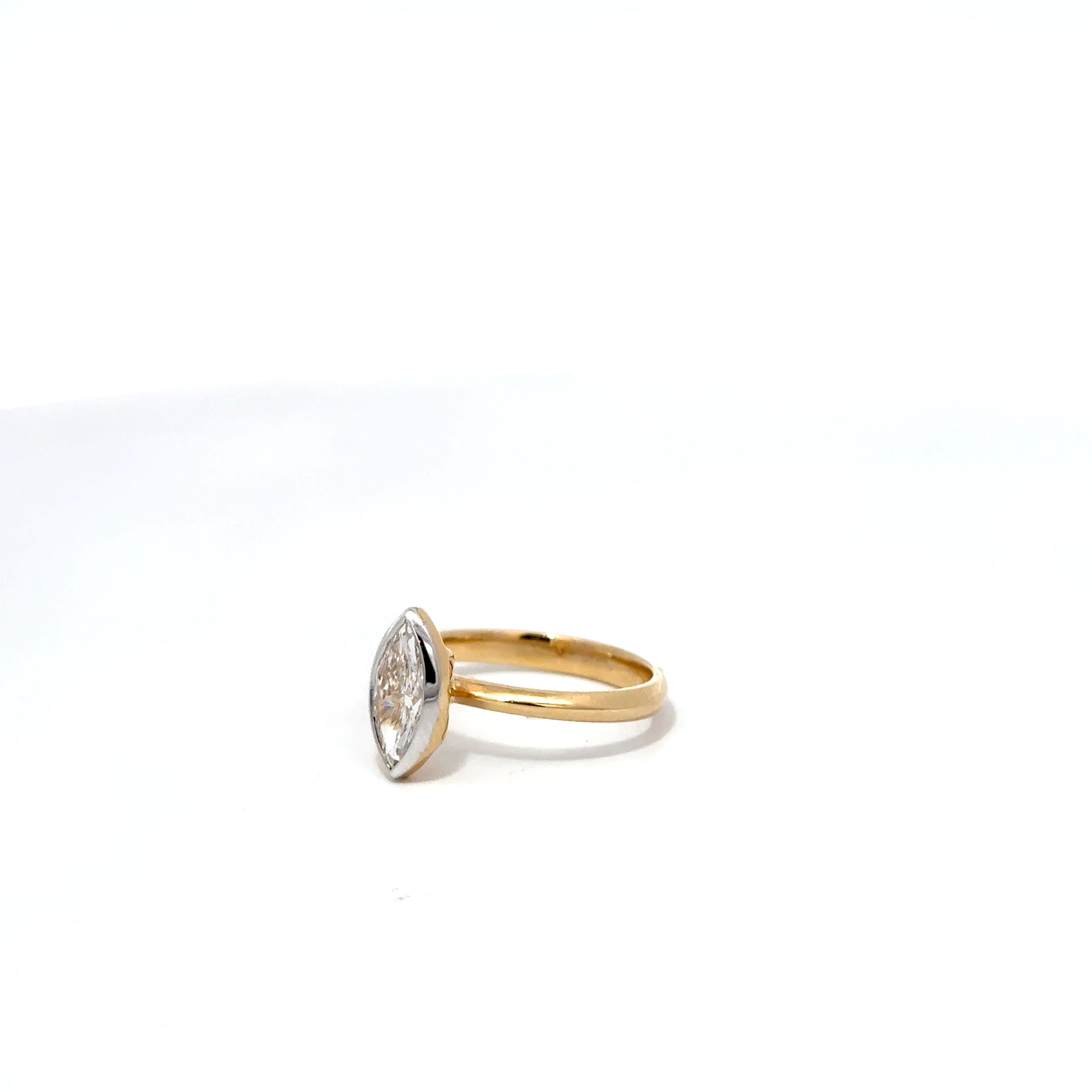 1.00ct Marquise Cut Lab Grown Diamond Bezel Set 18ct Yellow Gold