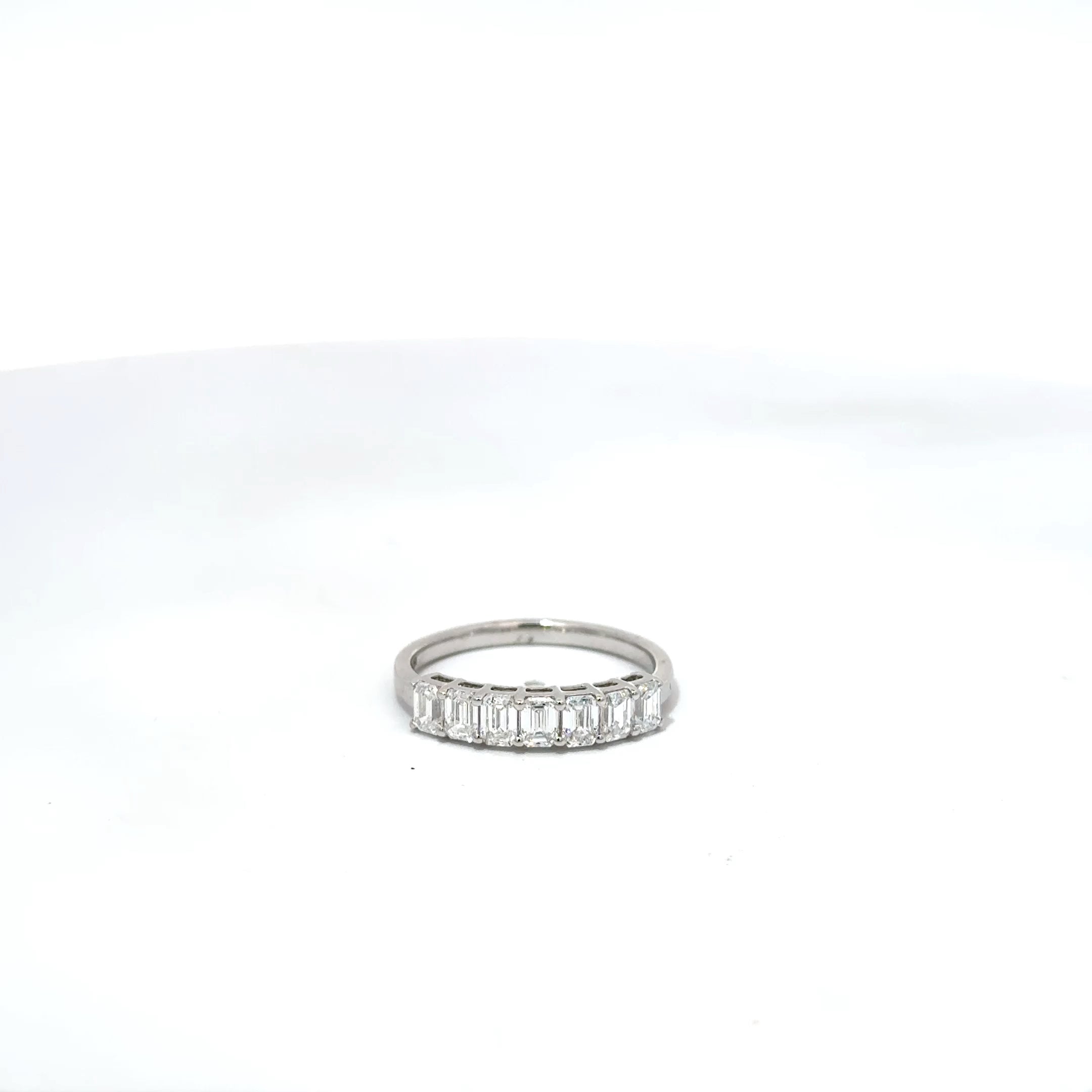 1.01ct Emerald Cut Lab Grown Diamond Half Eternity Ring Set in 18ct White Gold