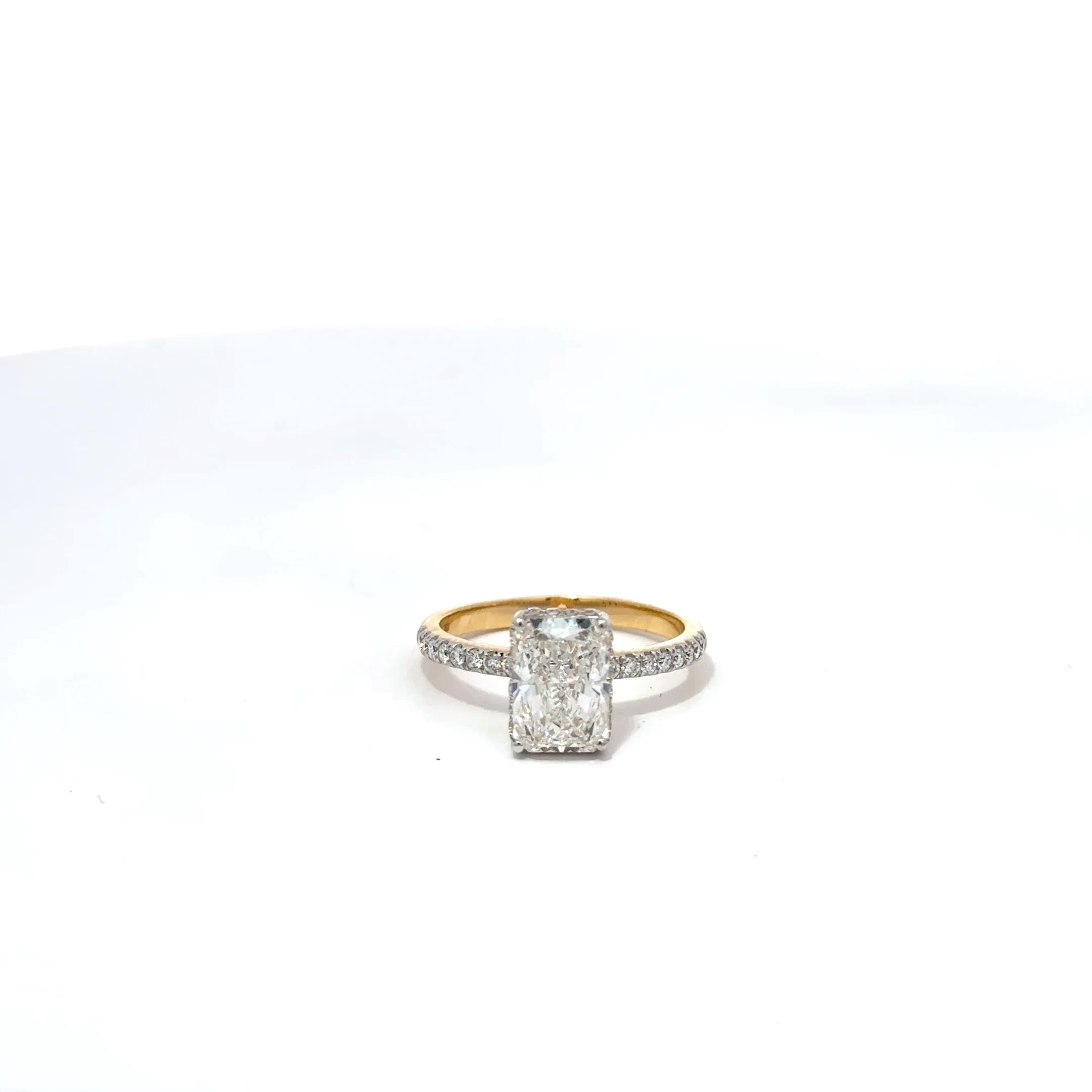 2.08ct Radiant Cut Lab Grown Diamond Engagement Ring With Diamond Set Shoulders