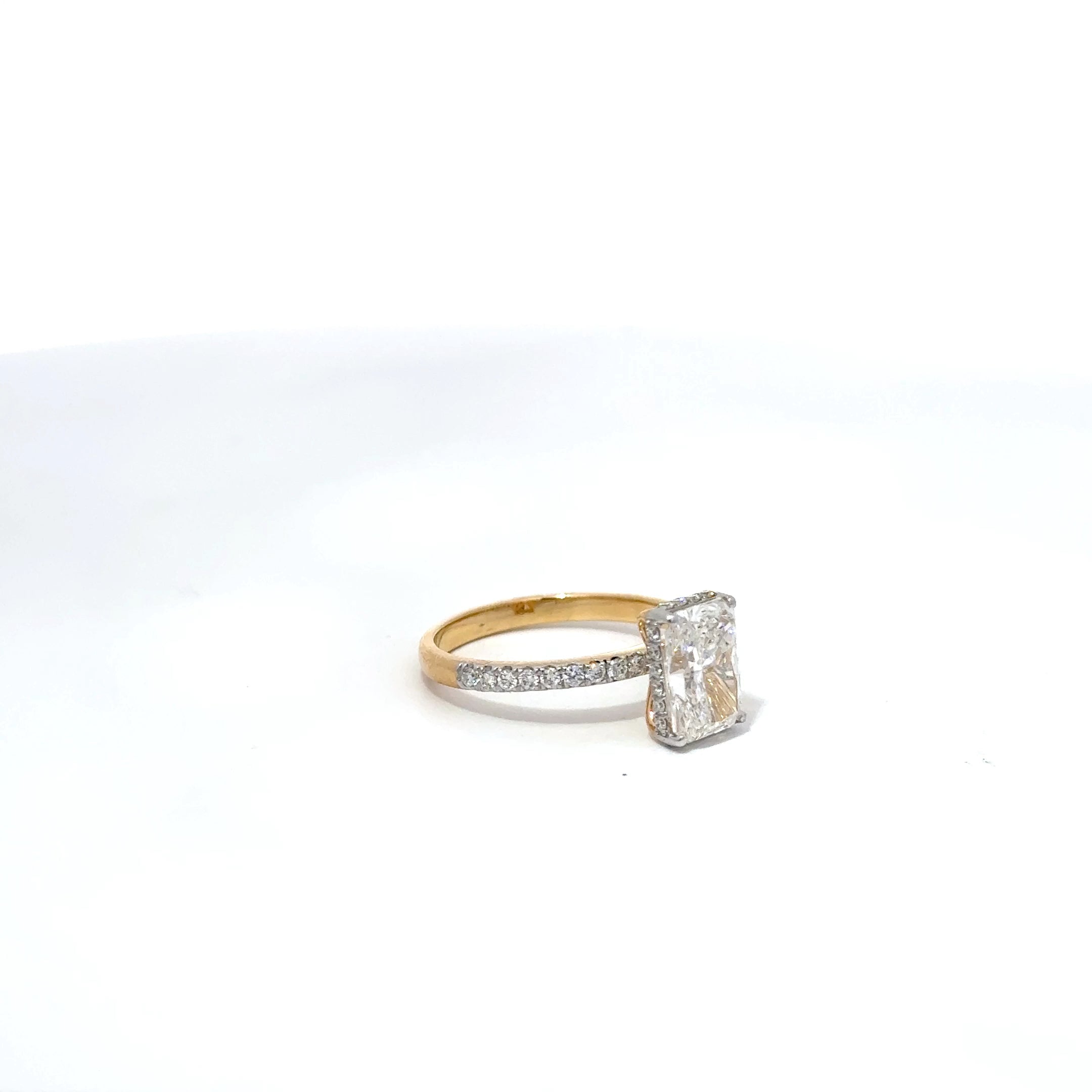 2.08ct Radiant Cut Lab Grown Diamond Engagement Ring With Diamond Set Shoulders