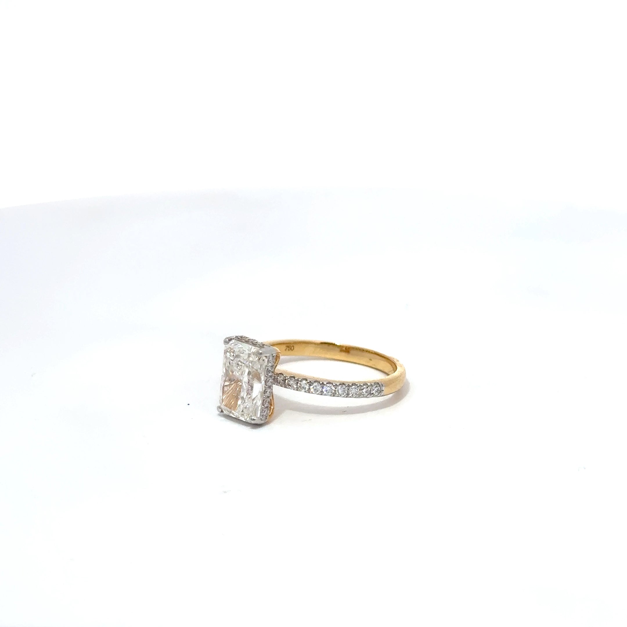 2.08ct Radiant Cut Lab Grown Diamond Engagement Ring With Diamond Set Shoulders