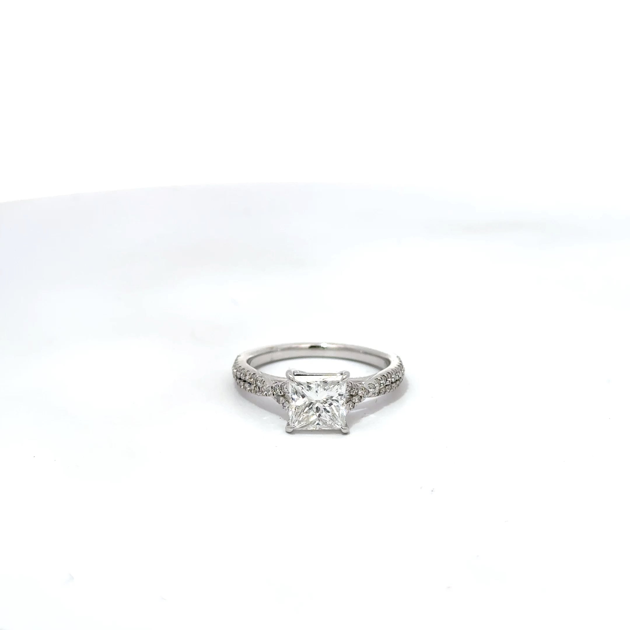 1.78ct Princess Cut Lab Grown Diamond Set In 18ct White Gold With Diamond Set Shoulders