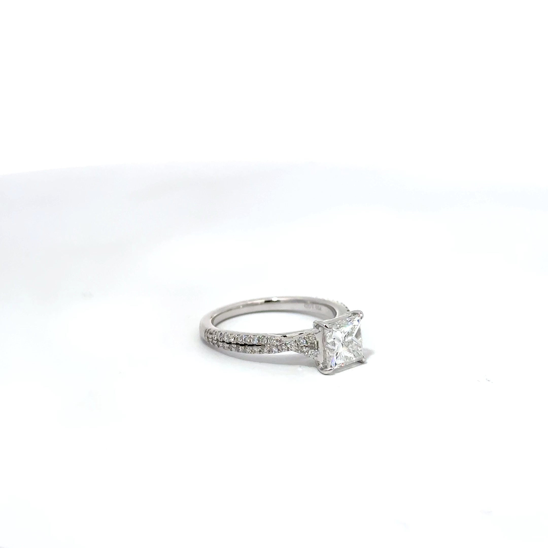 1.78ct Princess Cut Lab Grown Diamond Set In 18ct White Gold With Diamond Set Shoulders