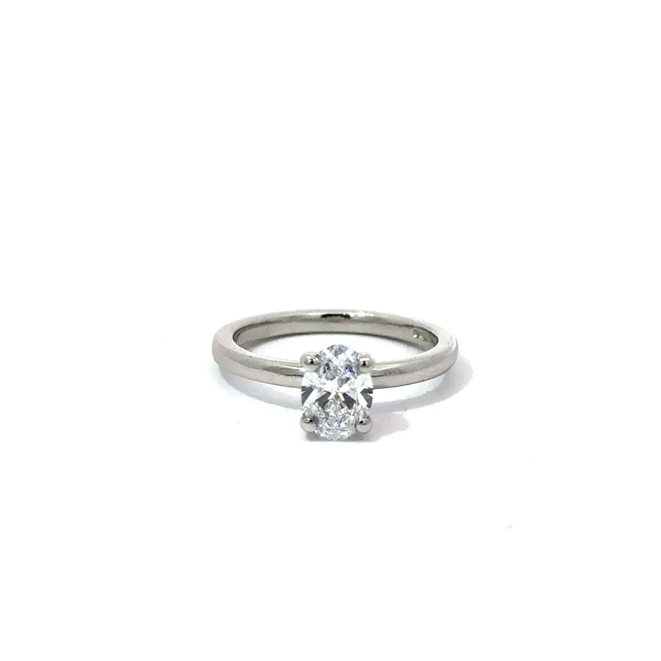 0.82 Brilliant Oval Cut Lab Grown Diamond Ring Set In Platinum 950