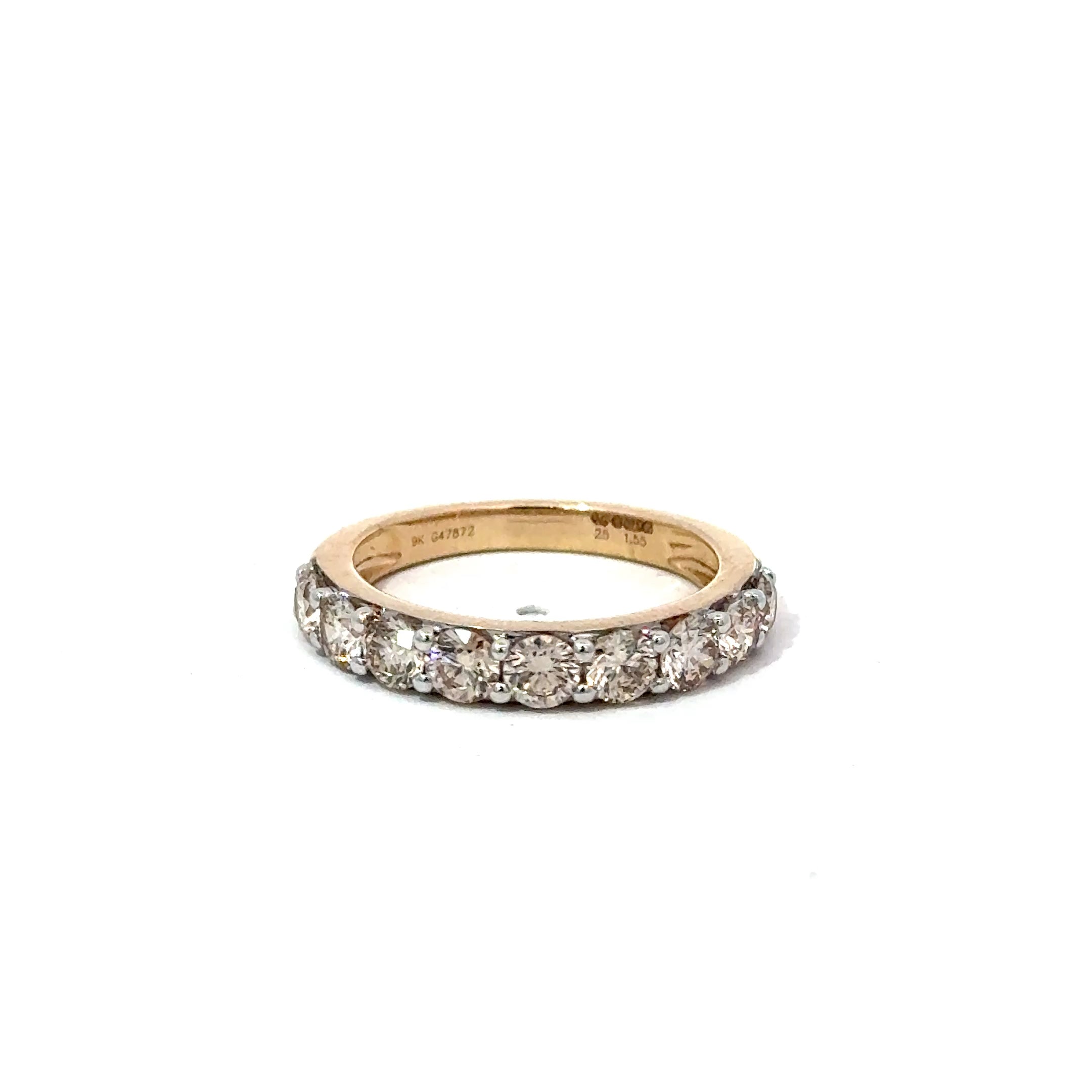 1.55ct Round Brilliant Cut Diamond Eternity Ring Set In 9ct Yellow Gold