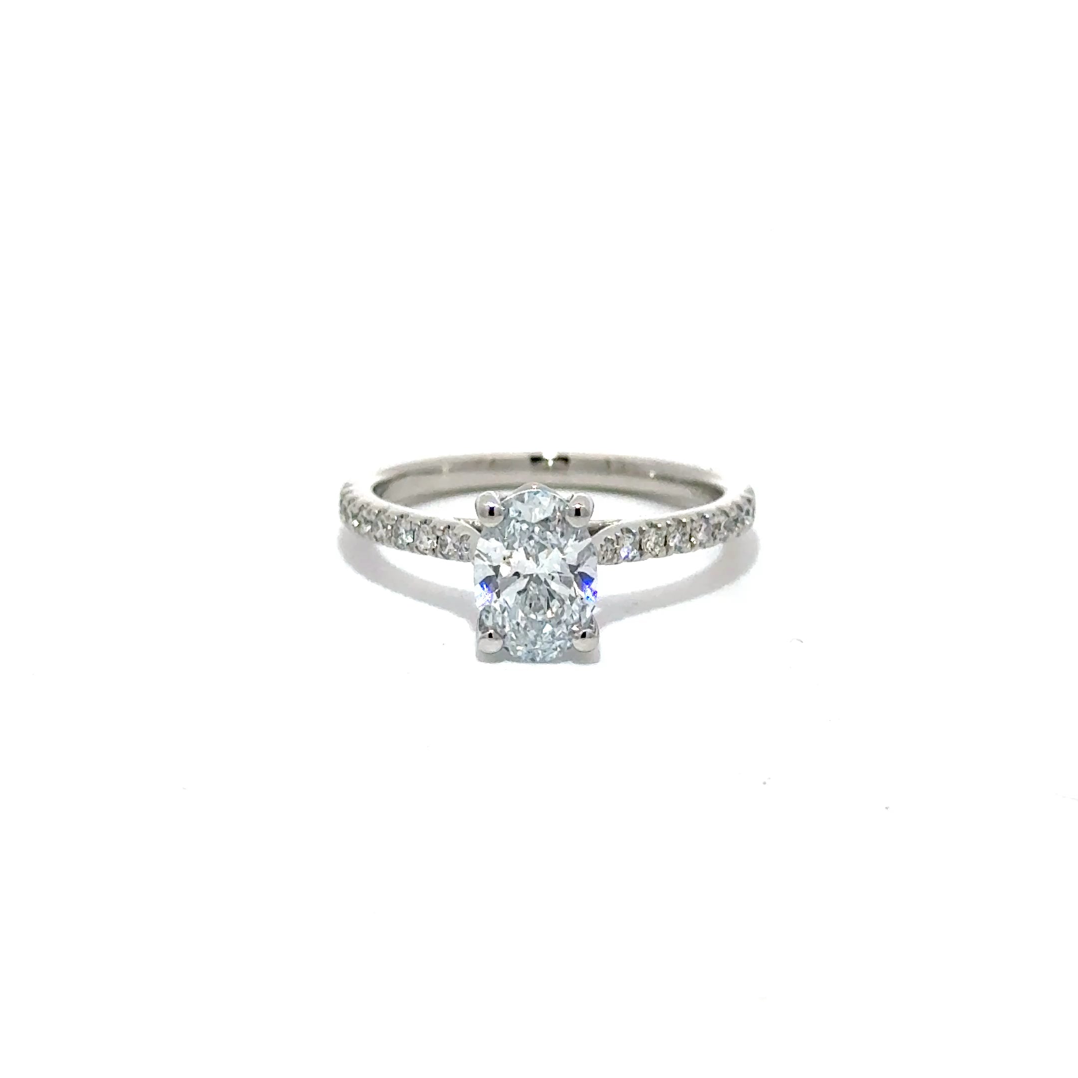 1.13ct Oval Cut Lab Grown Diamond Set in Platinum With Diamond Set Shoulders