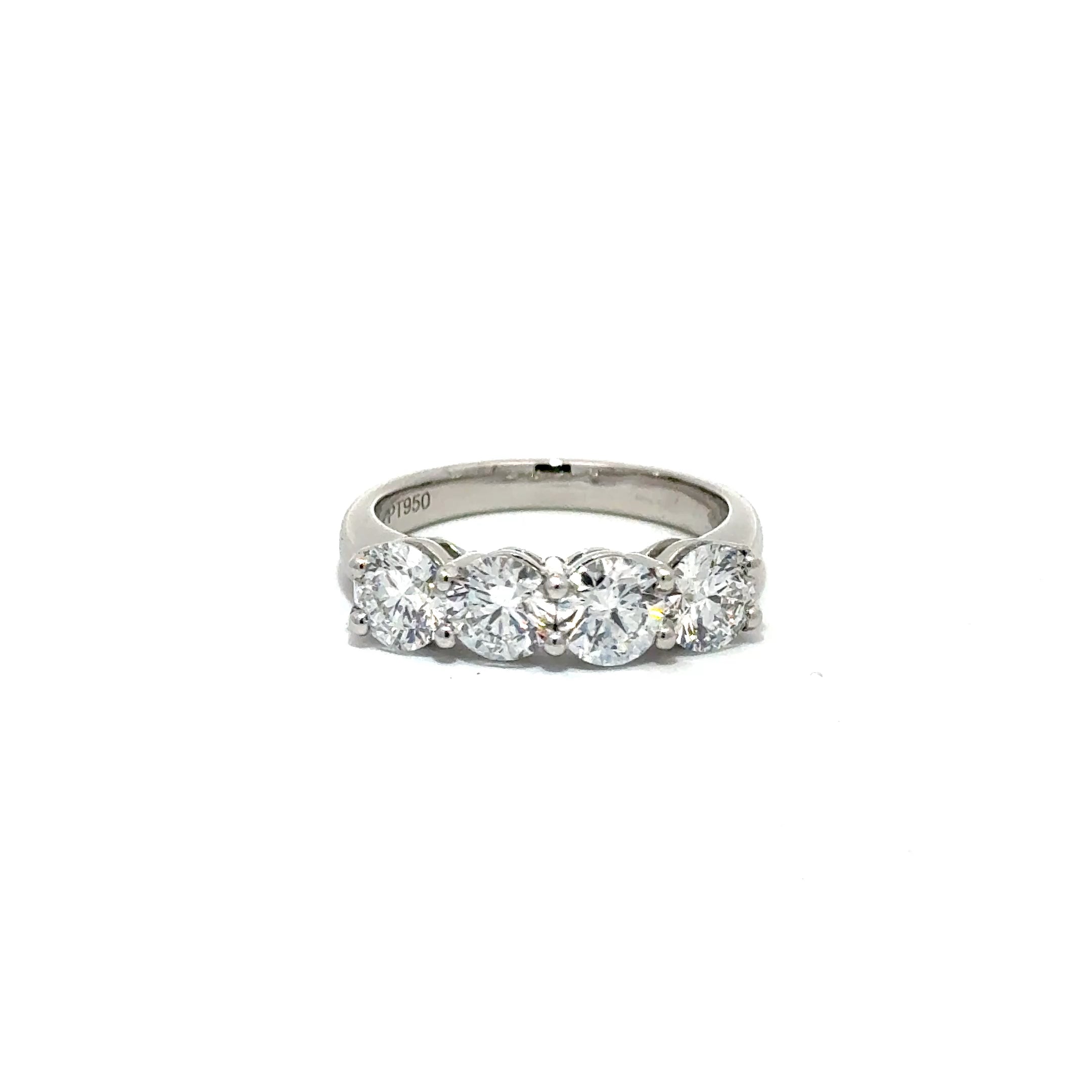 2.03 Round Brilliant Cut Multistone Diamond Ring Set In Platinum 950