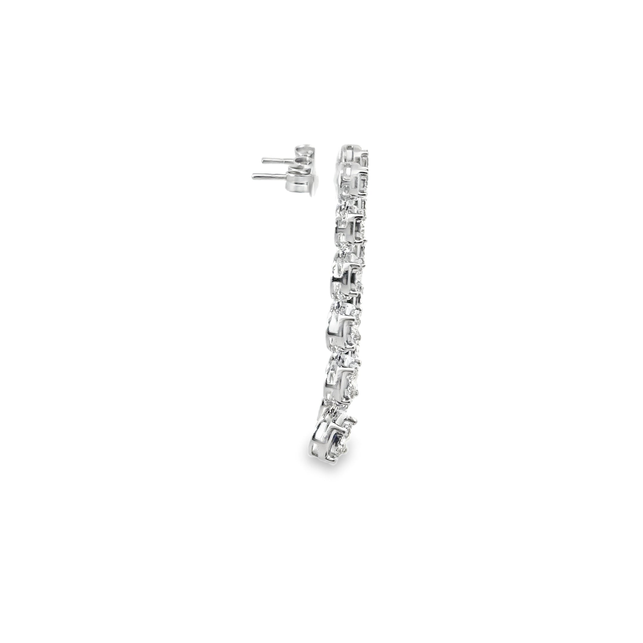2.11ct Round Brilliant Natural Diamond Drop Earrings Set In 9ct White Gold