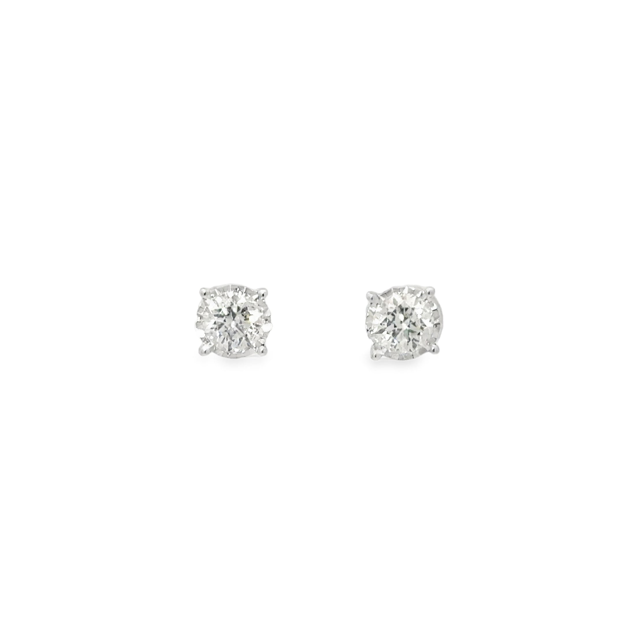 1.84ct Round Brilliant Cut Natural Diamond Studs Set In 9ct White Gold Illusion Setting