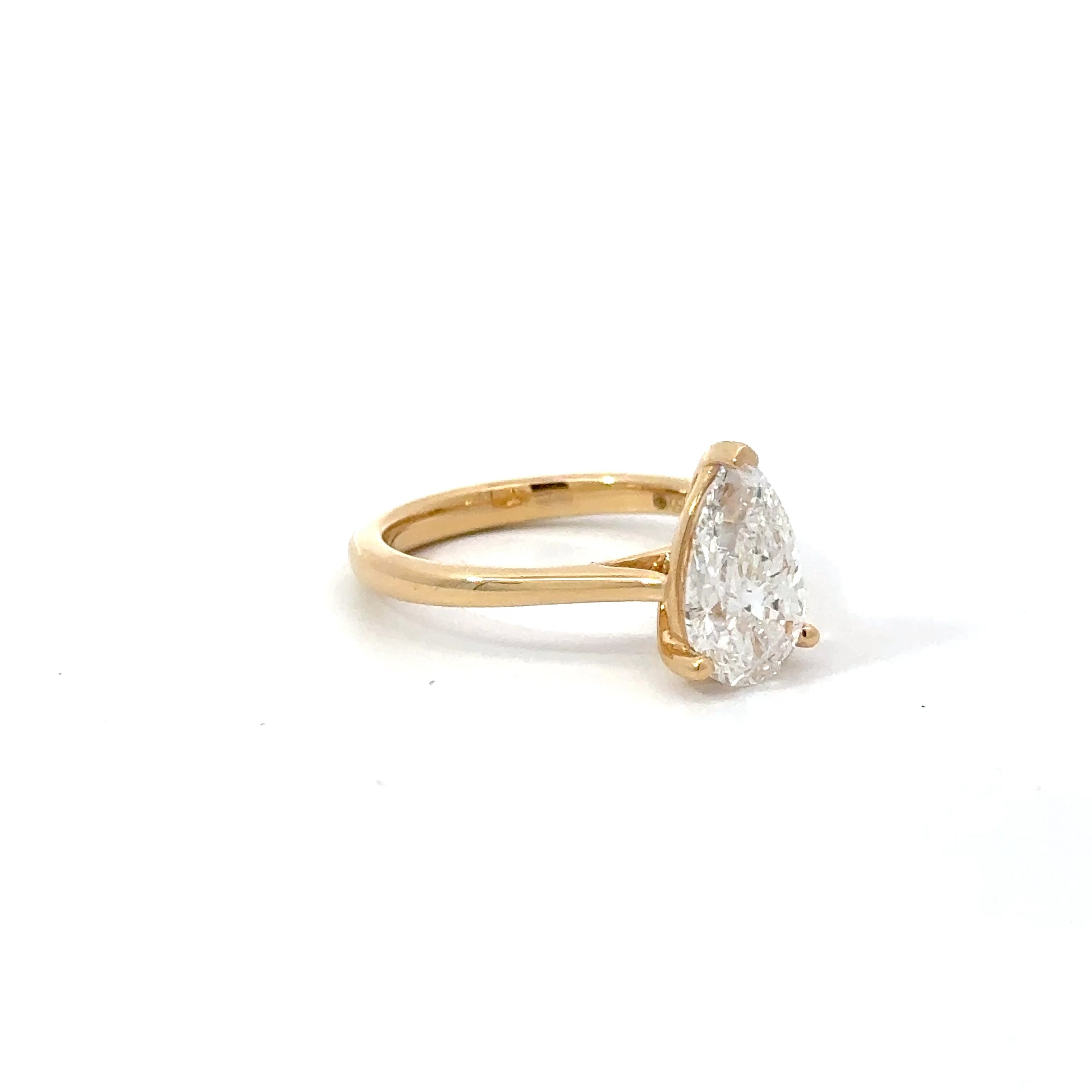 2.04ct Pear Brilliant Cut Lab Grown Diamond Solitaire Set in 18ct Yellow Gold