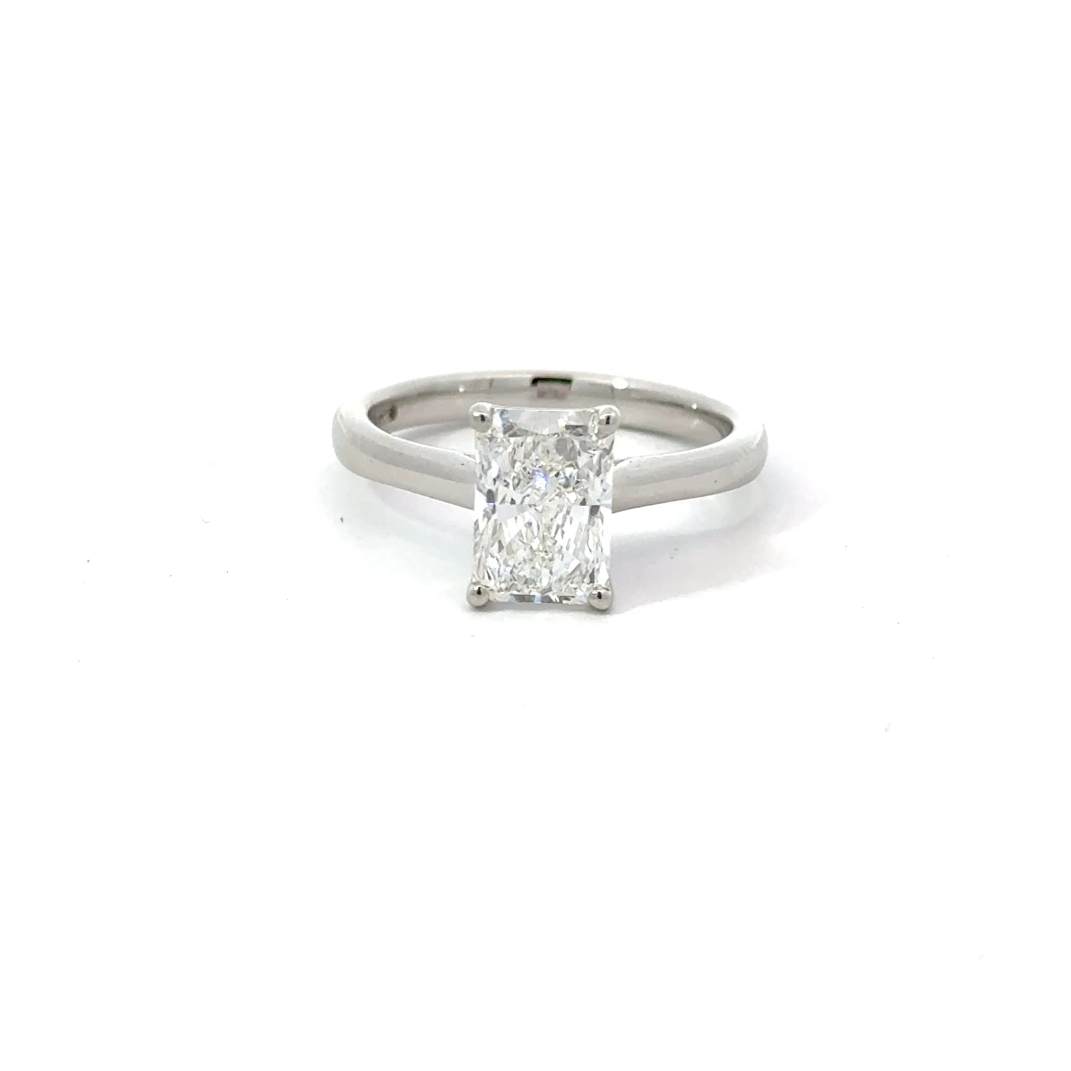 2.03ct Radiant Cut Lab Grown Diamond Solitaire Ring Set in Platinum