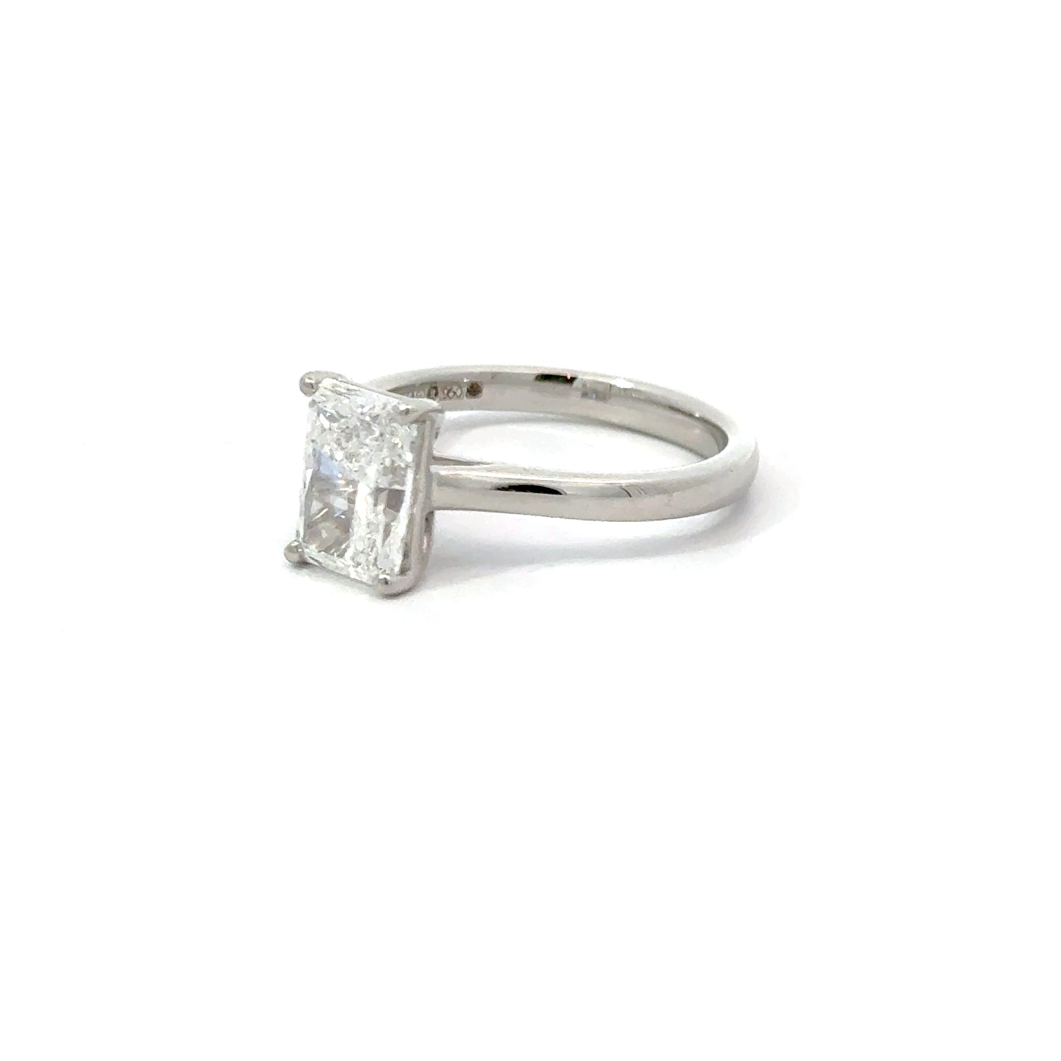 2.03ct Radiant Cut Lab Grown Diamond Solitaire Ring Set in Platinum