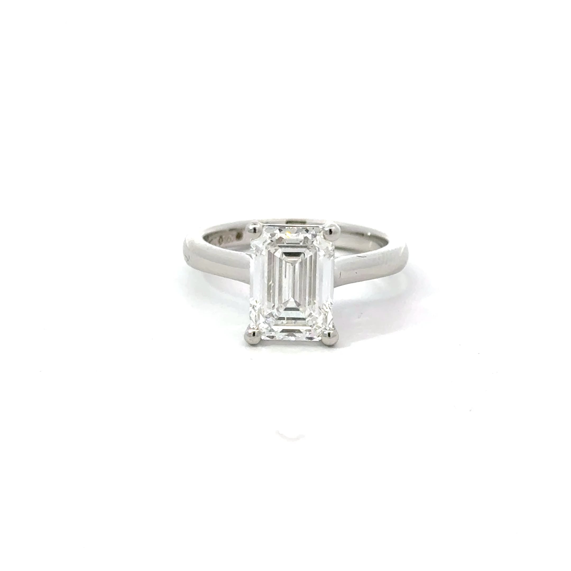 3.06ct Emerald Cut Lab Grown Diamond Solitaire Ring Set in Platinum