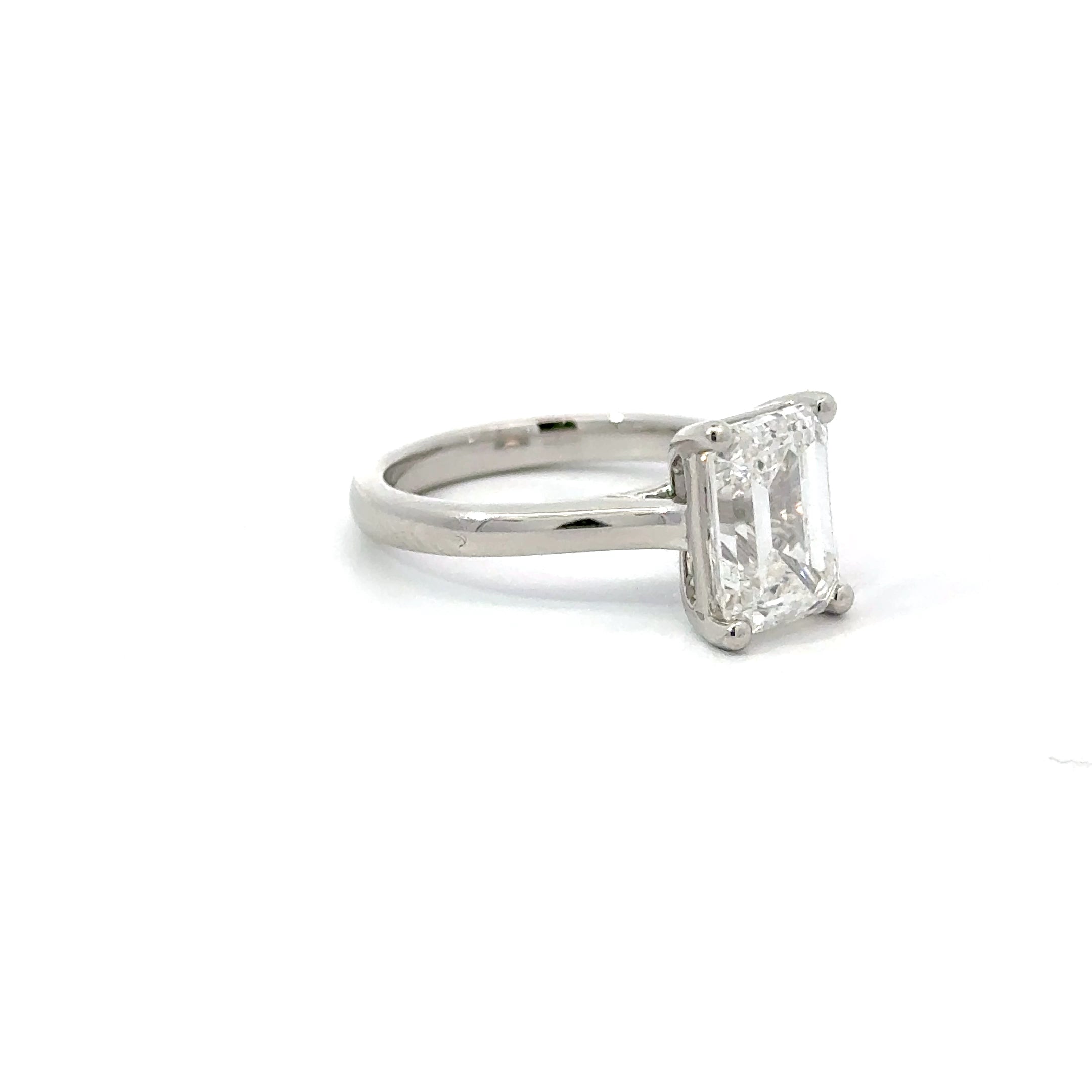 3.06ct Emerald Cut Lab Grown Diamond Solitaire Ring Set in Platinum