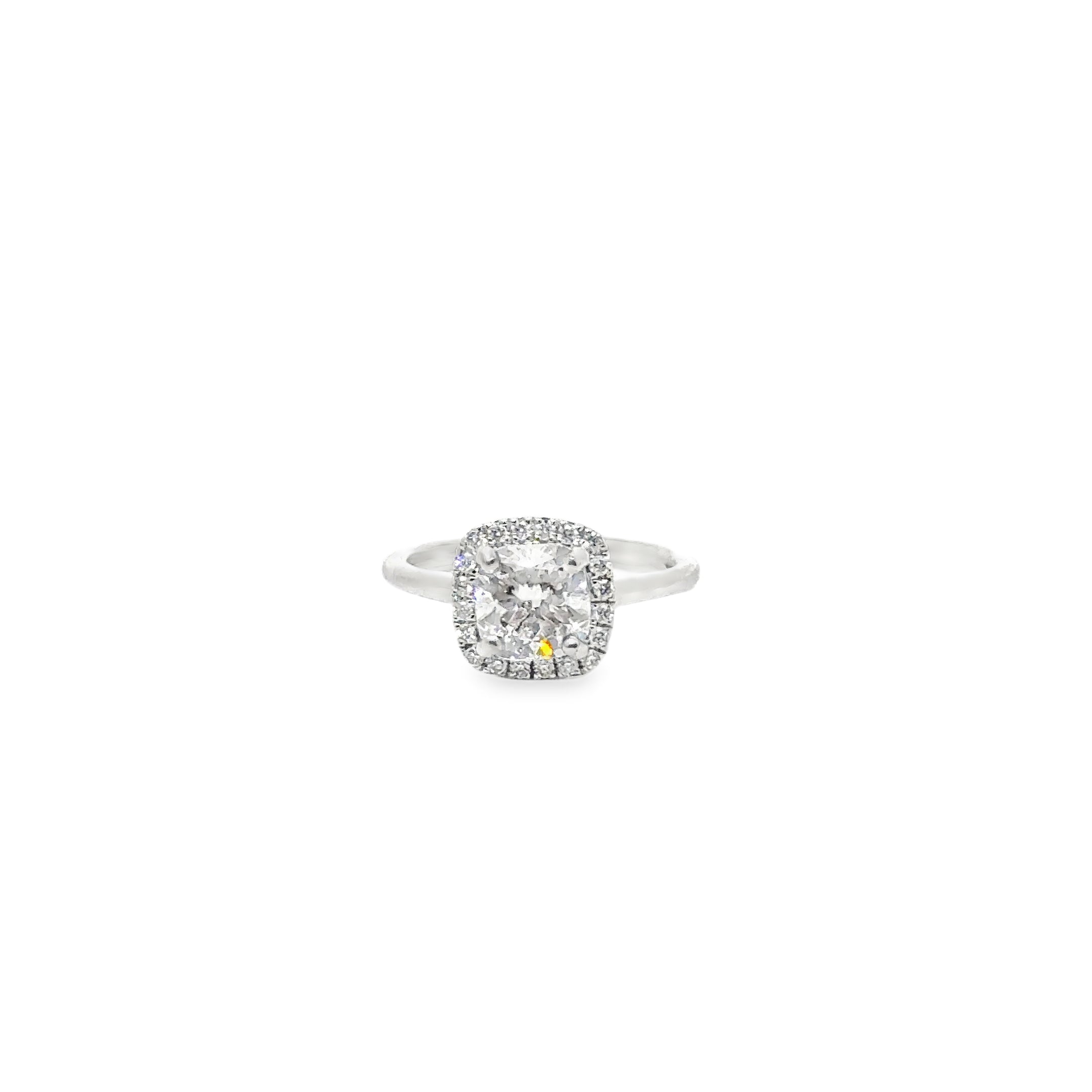 1.62ct Cushion Brilliant Cut Lab Grown Diamond Ring With Diamond Halo Set in 18ct White Gold