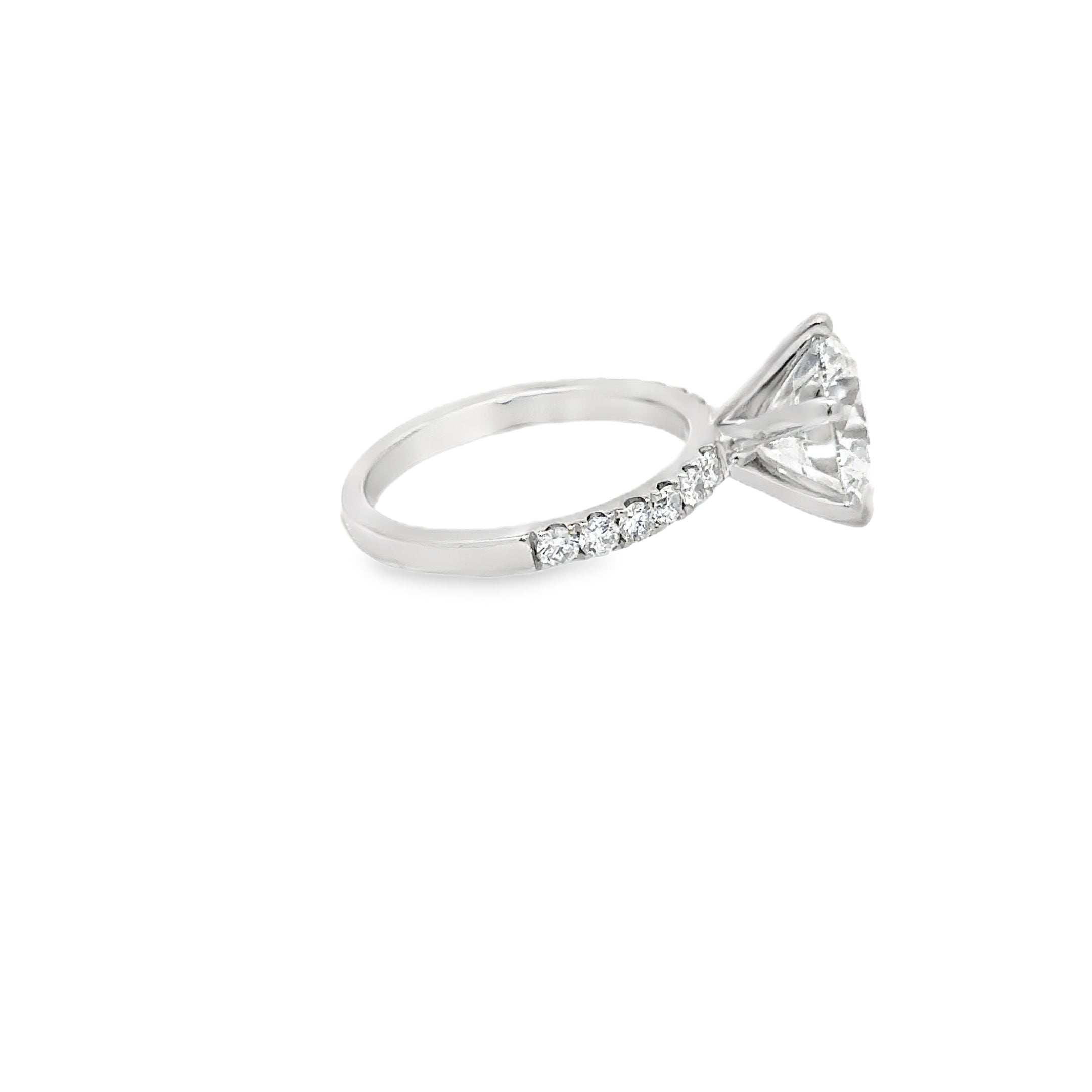 4.46ct Round Brilliant Cut Lab Grown Diamond Solitaire With Diamond Set Shoulders Set in 18ct White Gold