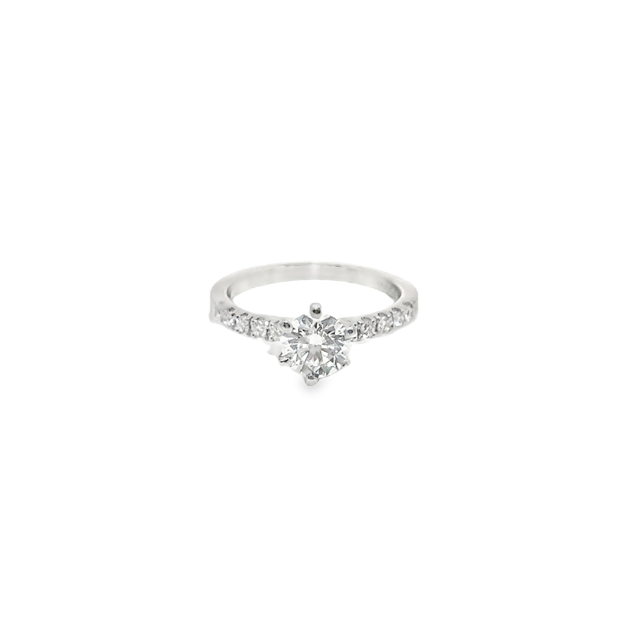 0.81ct Round Brilliant Cut Lab Grown Diamond Solitaire With Diamond Set Shoulders Set in Platinum