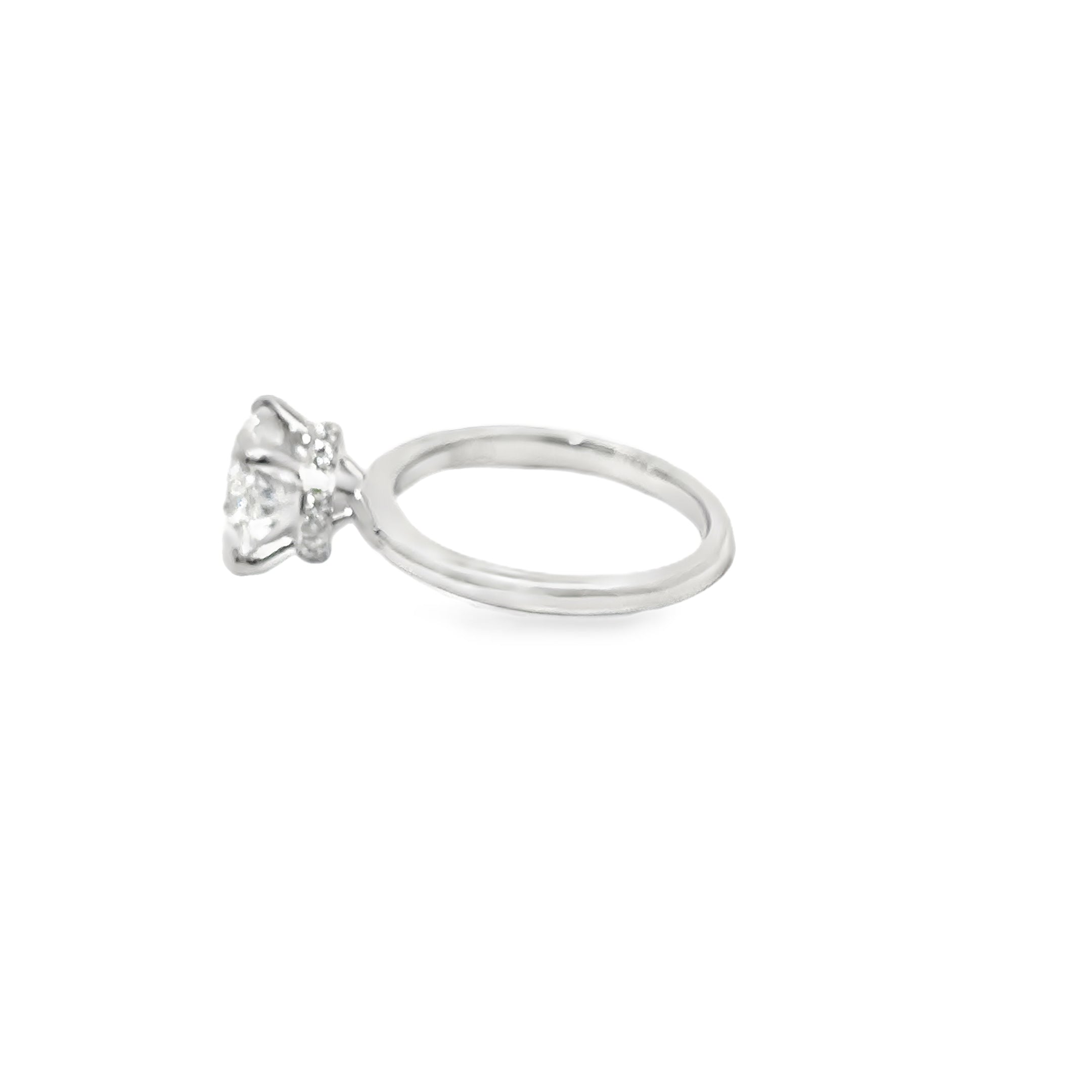 2.60ct Oval Brilliant Cut Lab Grown Diamond With a Hidden Halo Set in Platinum