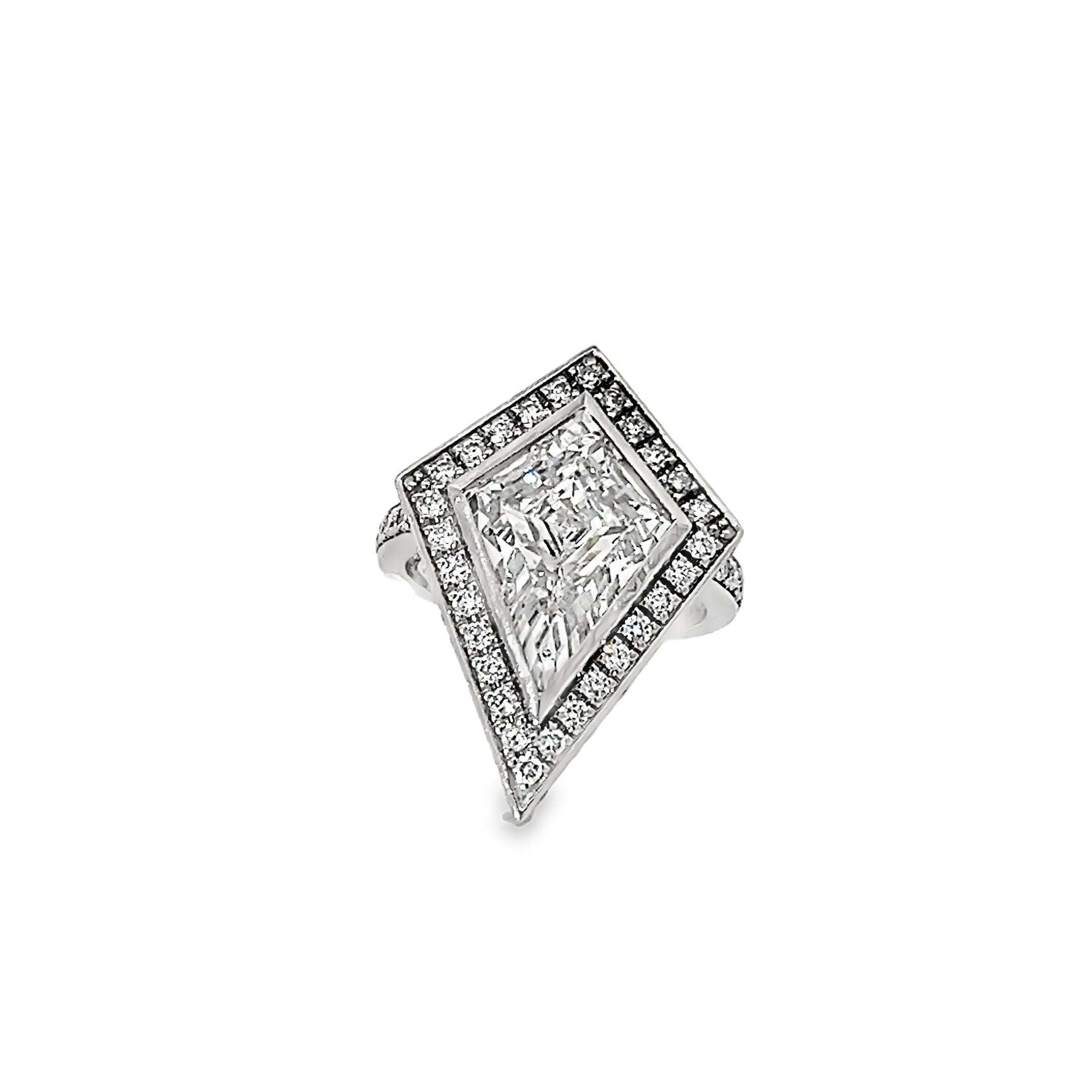 5.15ct Lab Grown Kite Cut Diamond Engagement Ring Bezel Set In Platinum