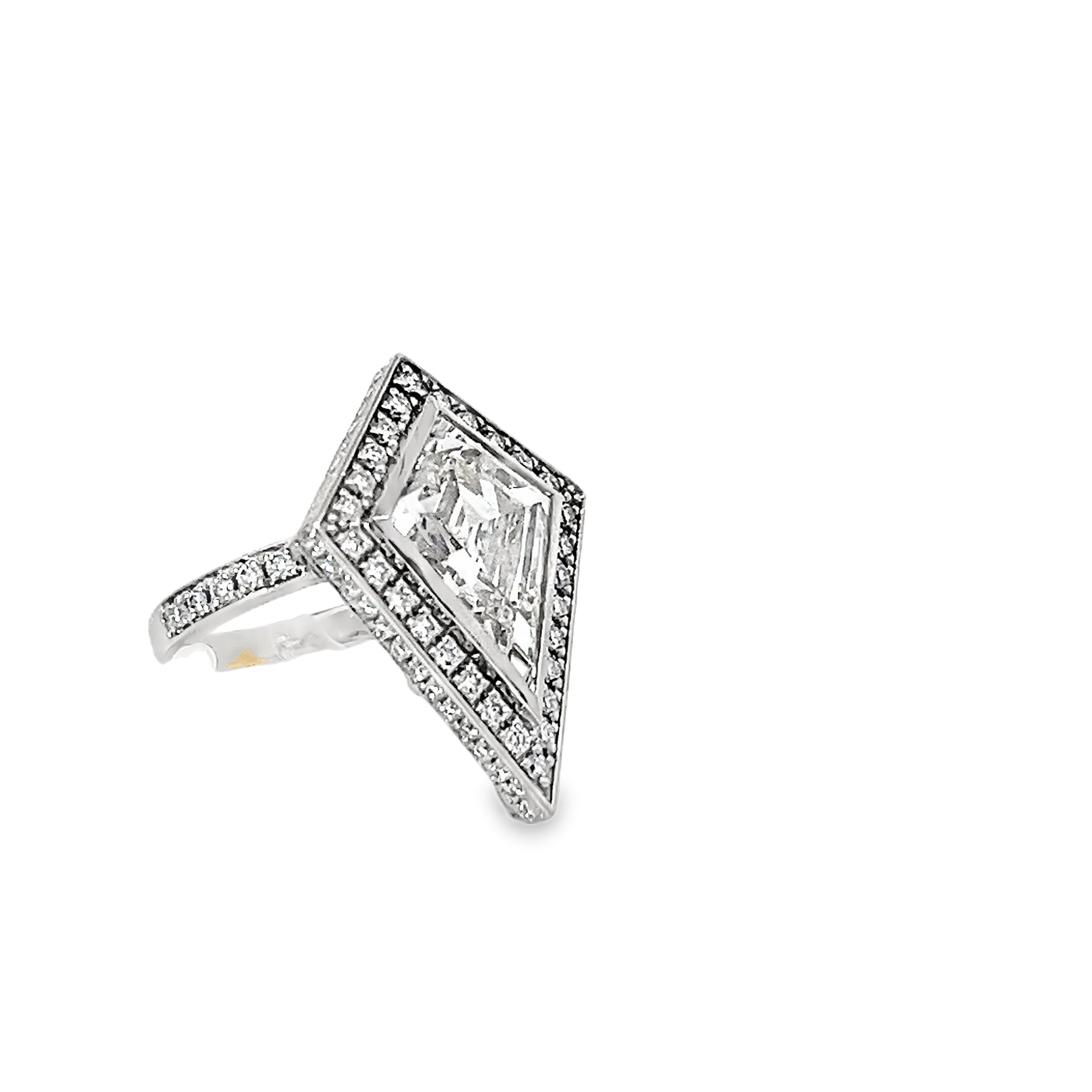 5.15ct Lab Grown Kite Cut Diamond Engagement Ring Bezel Set In Platinum