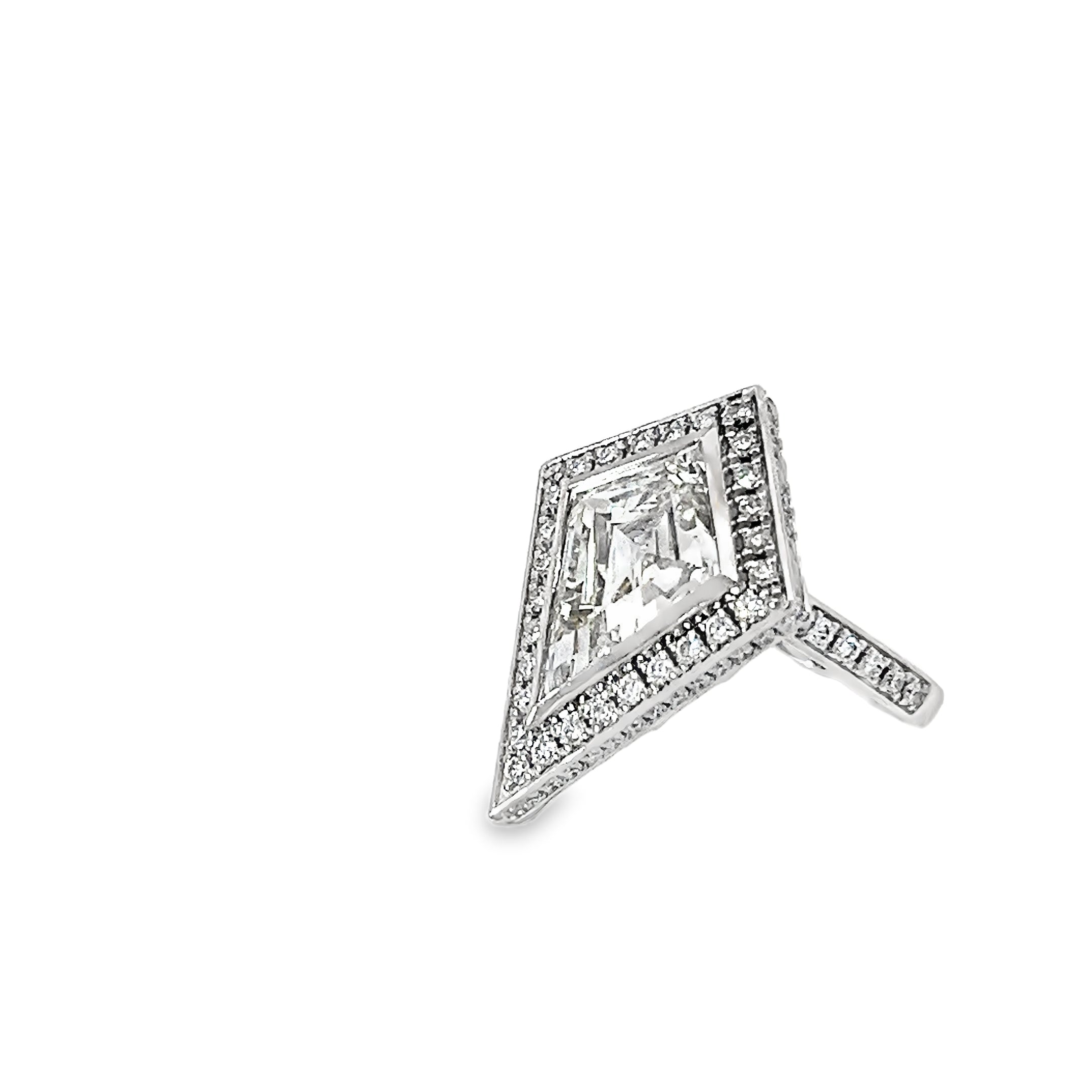5.15ct Lab Grown Kite Cut Diamond Engagement Ring Bezel Set In Platinum