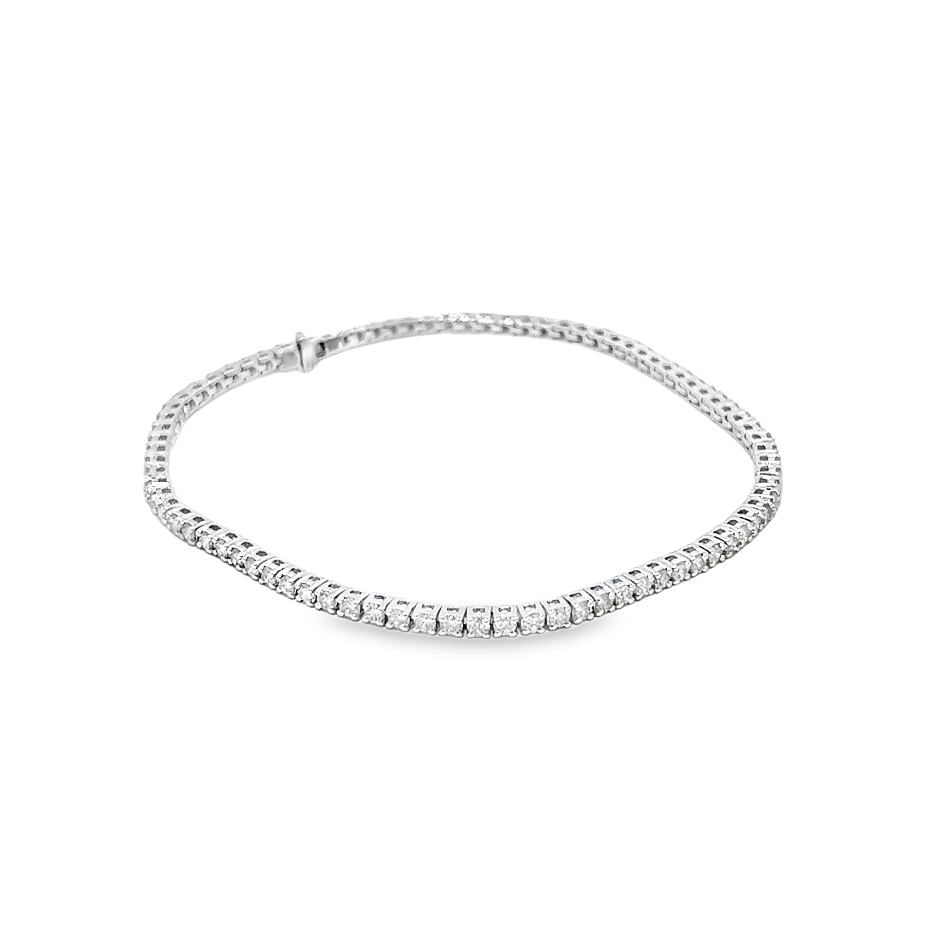 2.00ct Natural Diamond Tennis Bracelet Set In 9ct White Gold