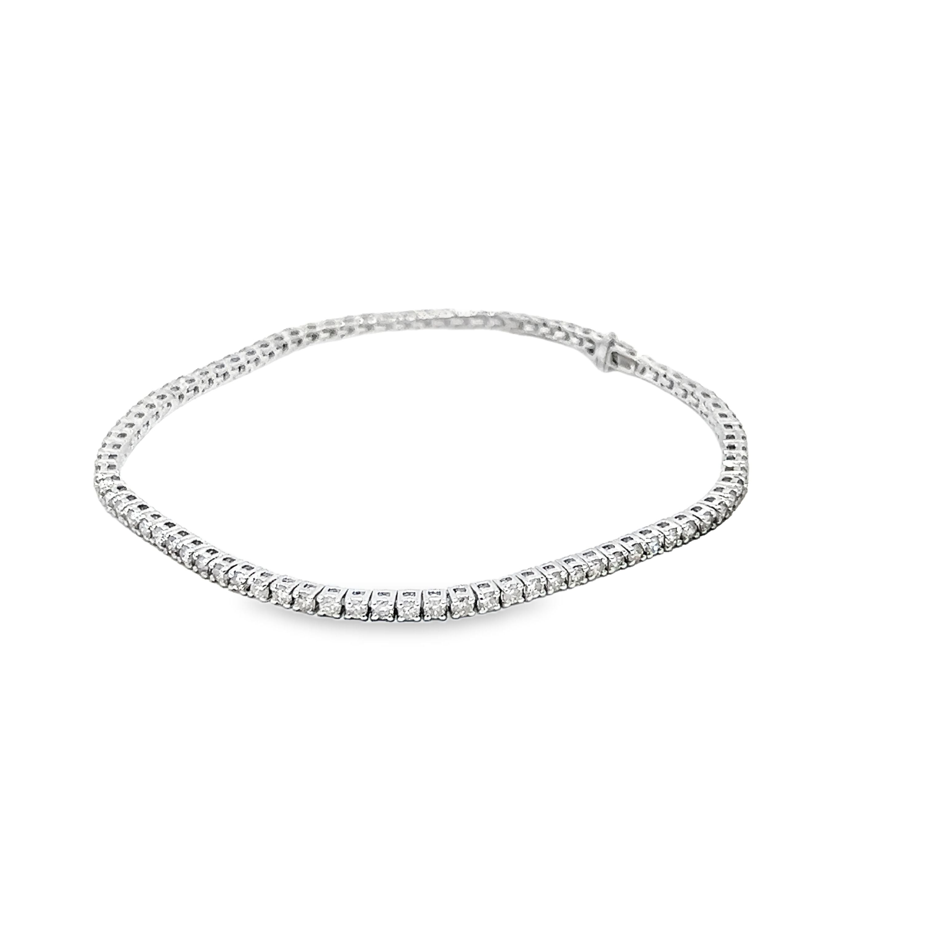 2.00ct Natural Diamond Tennis Bracelet Set In 9ct White Gold