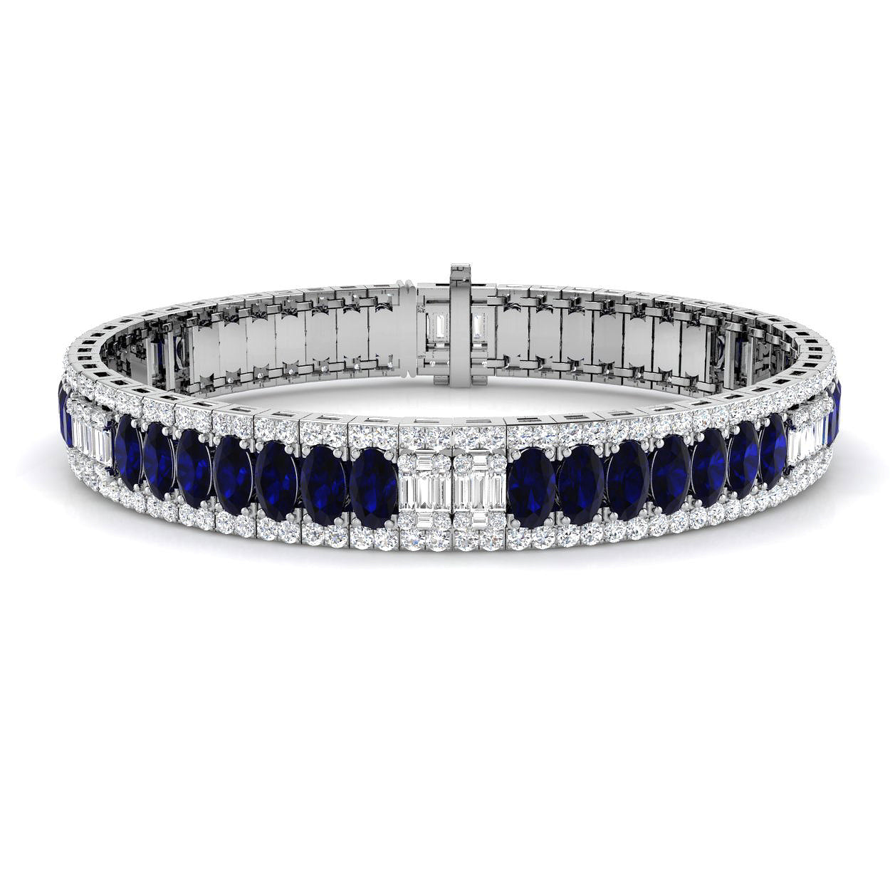 18ct White Gold 15.16ct Blue Sapphire Bracelet