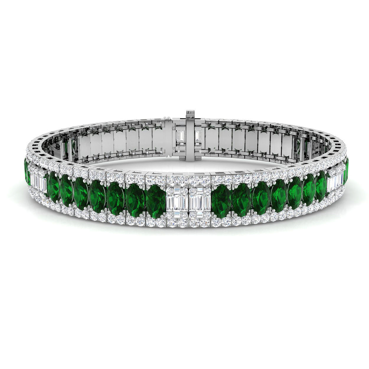 18ct White Gold 12.22ct Emerald Bracelet
