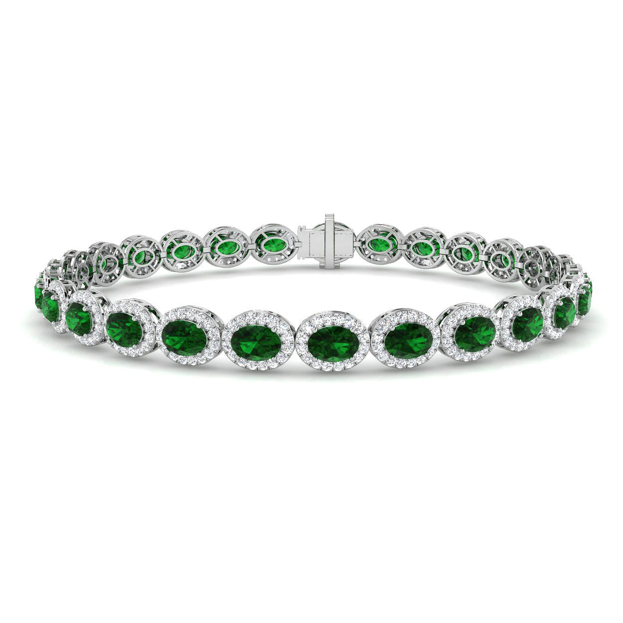 18ct White Gold 6.87ct Emerald Bracelet