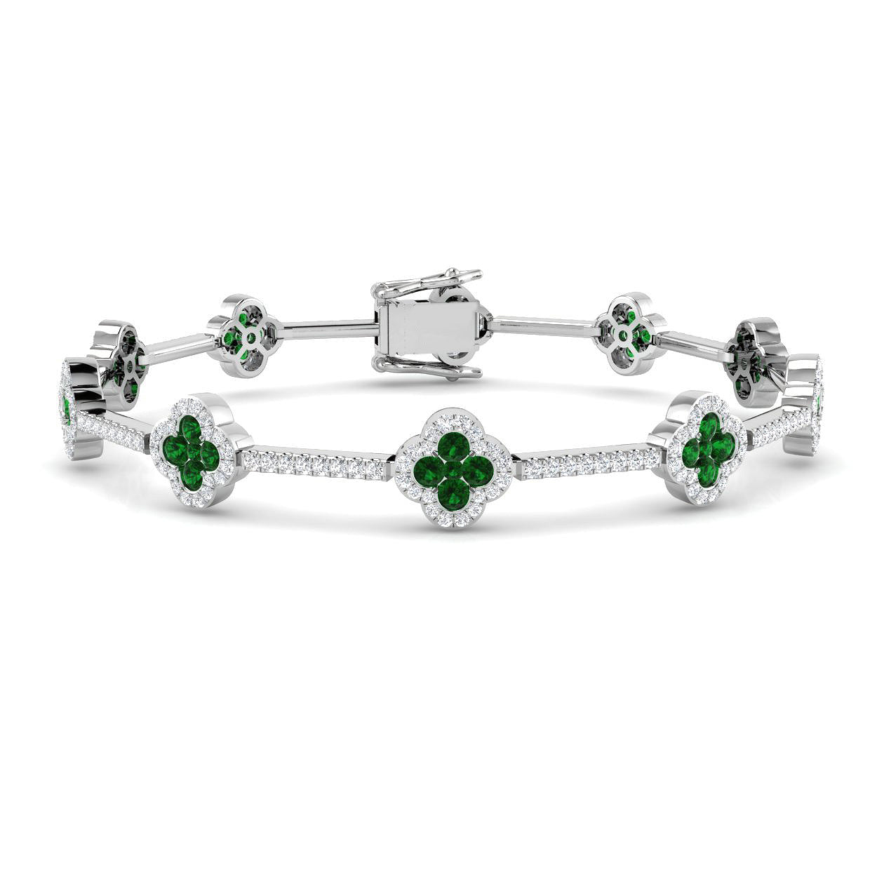 18ct White Gold 2.55ct Emerald Bracelet