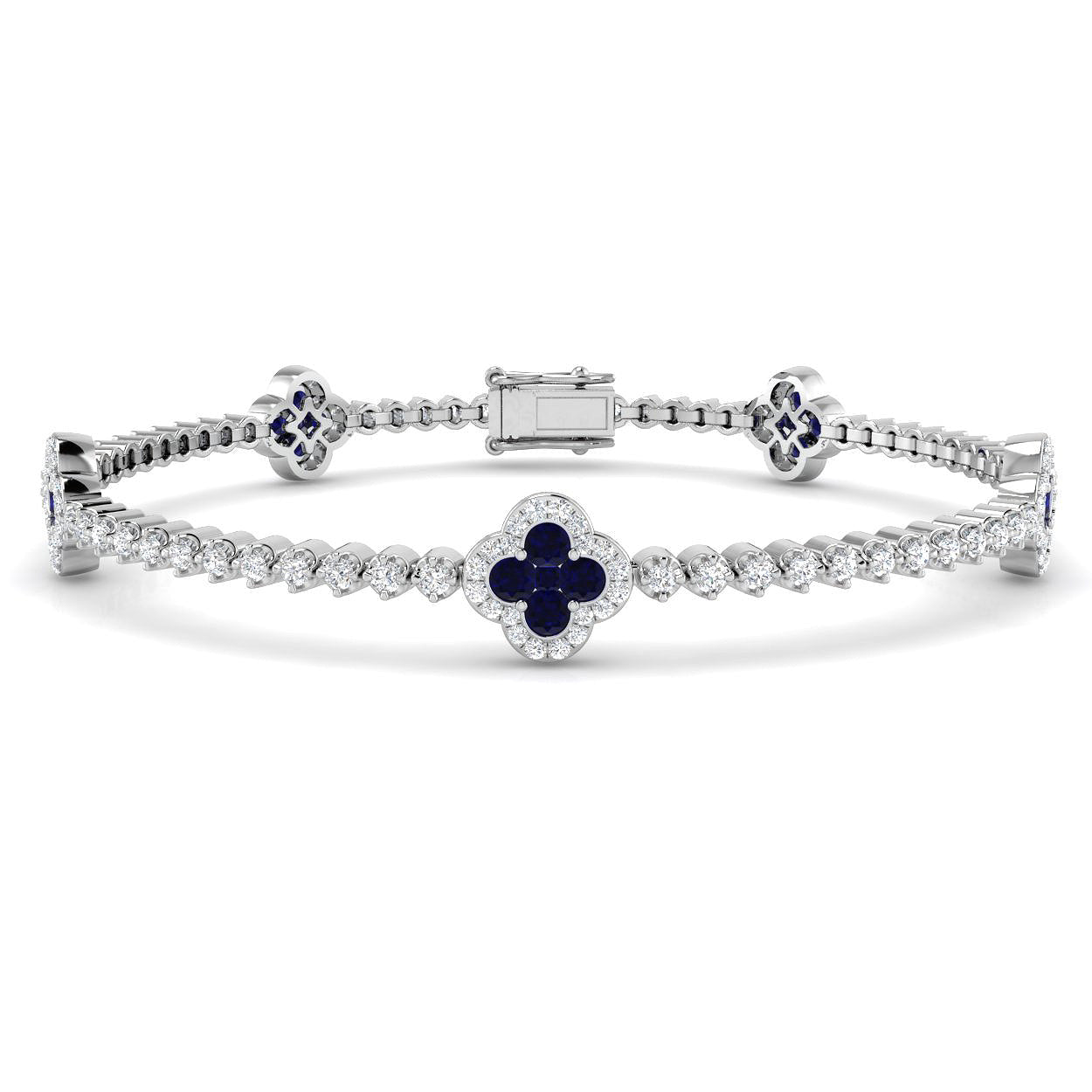 18ct White Gold 2.73ct Blue Sapphire Bracelet