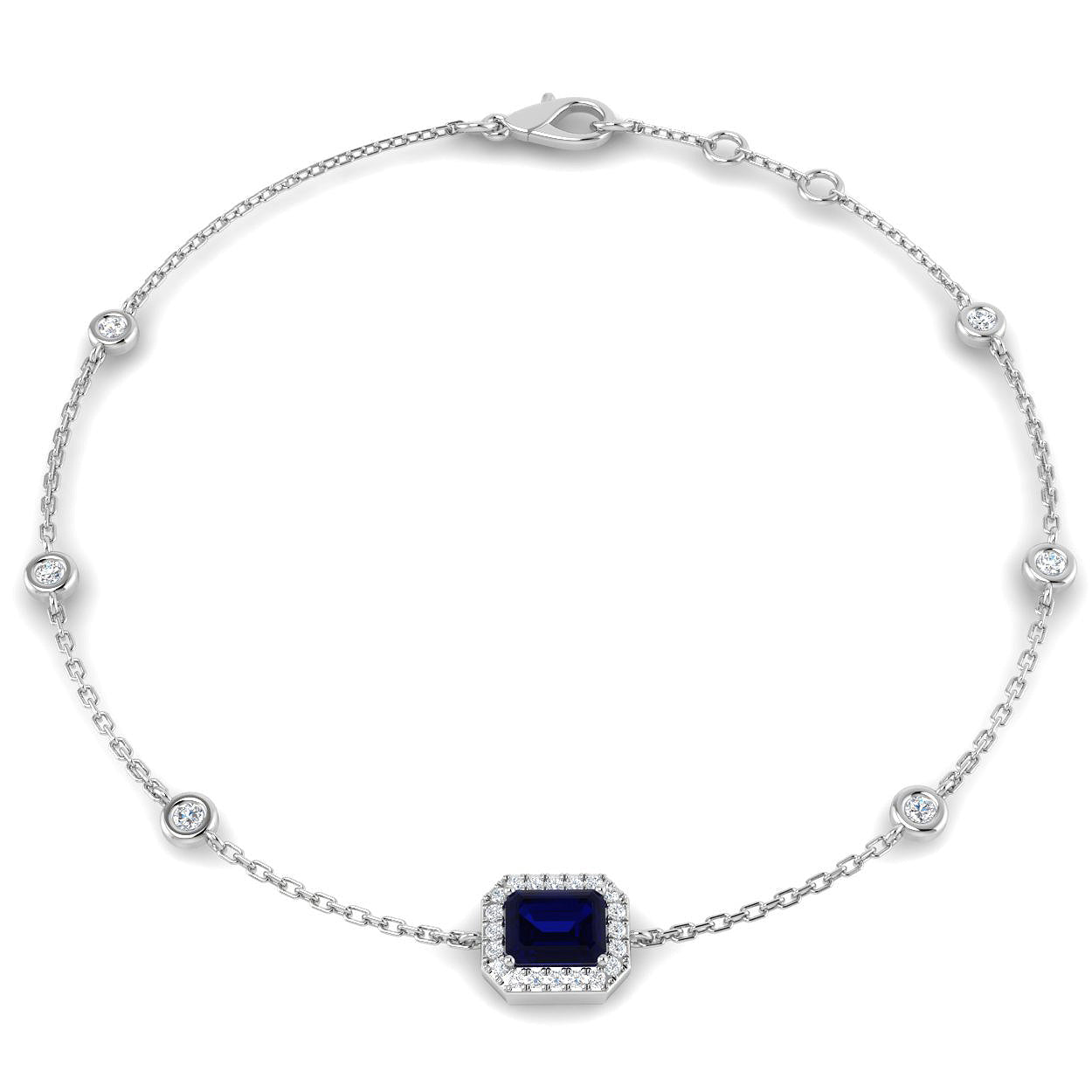 18ct White Gold 0.75ct Blue Sapphire Bracelet