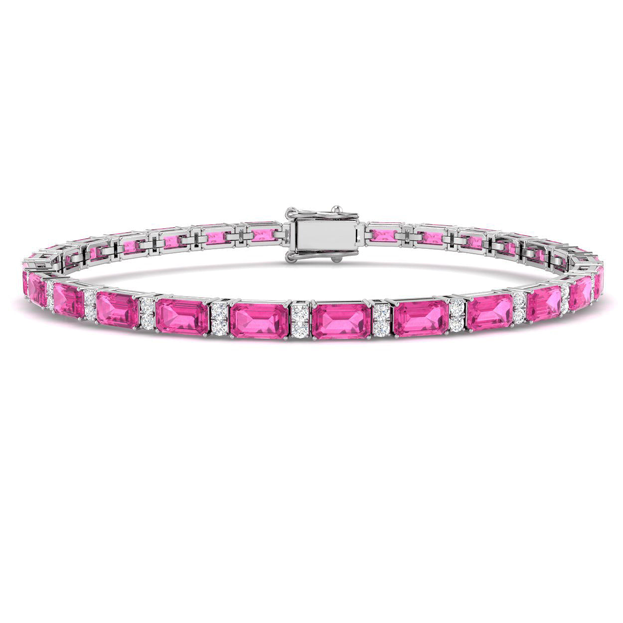 18ct White Gold 7.33ct Pink Sapphire Bracelet