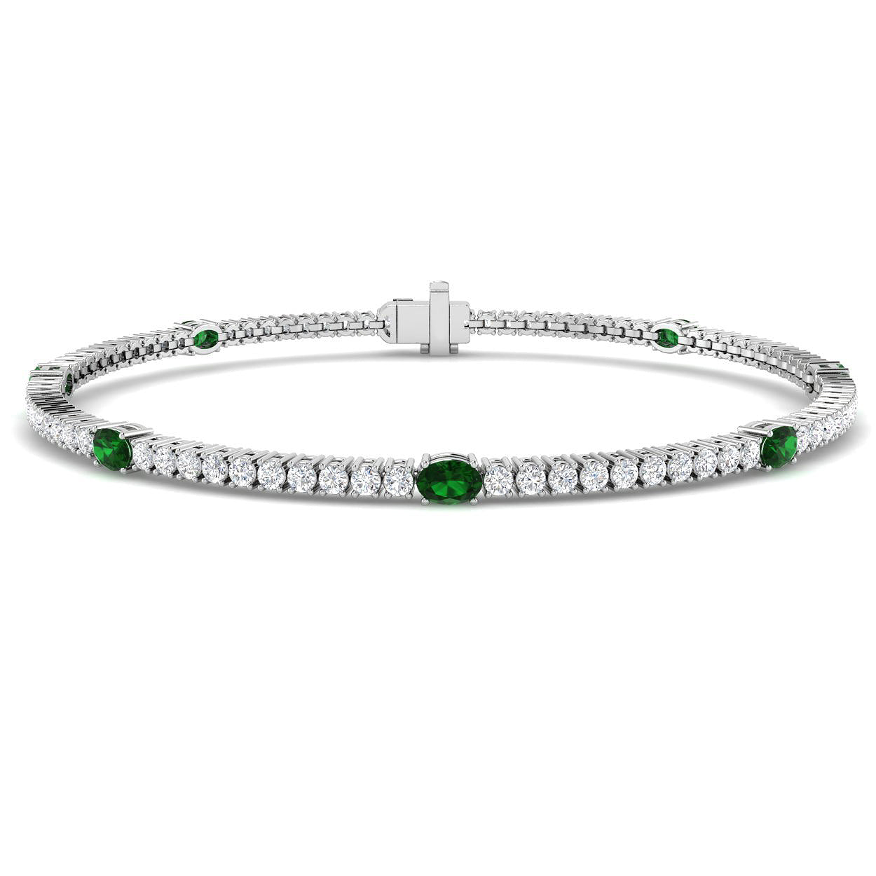 18ct White Gold 3.00ct Emerald Bracelet