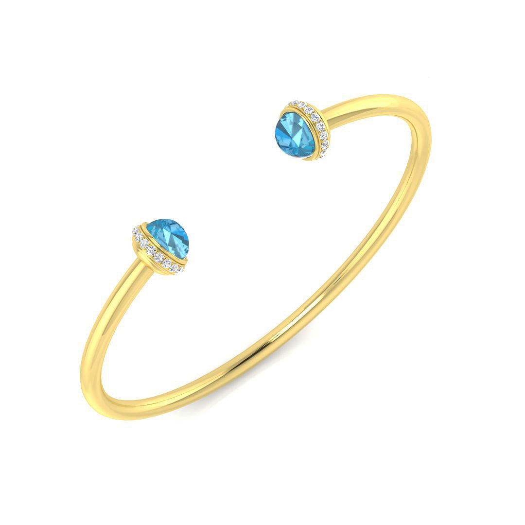 9ct Yellow Gold 3.09ct Blue Topaz Bangle