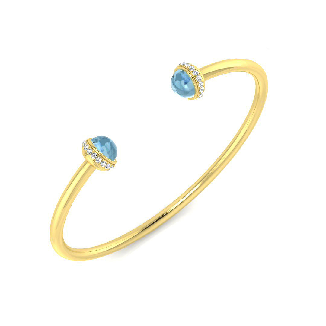 9ct Yellow Gold 3.22ct Aquamarine Bangle