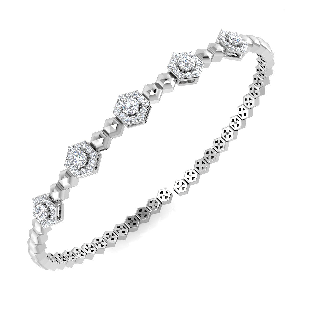18ct White Gold 0.68ct G SI2 Diamond Bangle