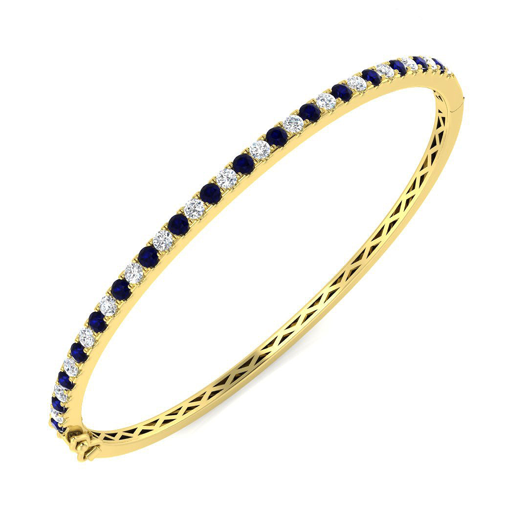 18ct Yellow Gold 1.70ct Blue Sapphire Bangle
