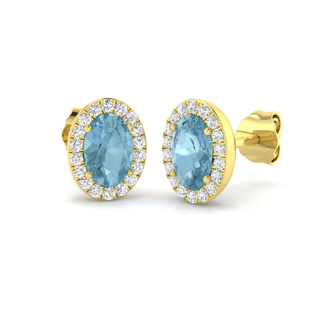 9ct Yellow Gold 0.88ct Aquamarine Earrings