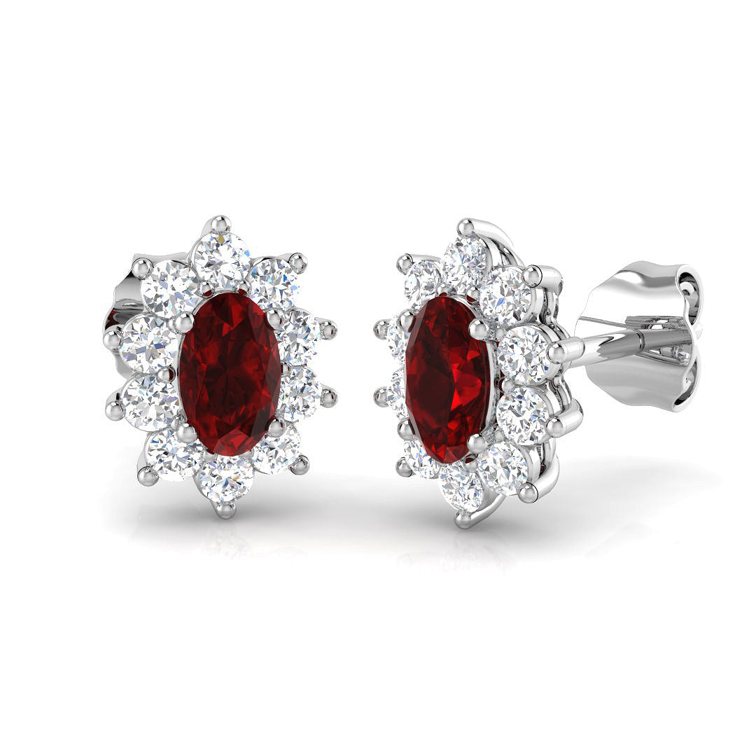 18ct White Gold 0.95ct Ruby Earrings