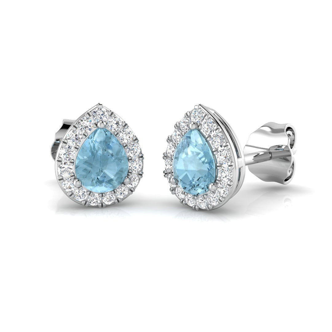 9ct White Gold 0.76ct Aquamarine Earrings