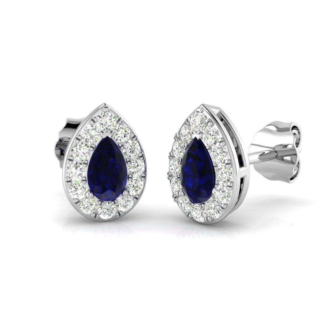 18ct White Gold 0.82ct Blue Sapphire Earrings
