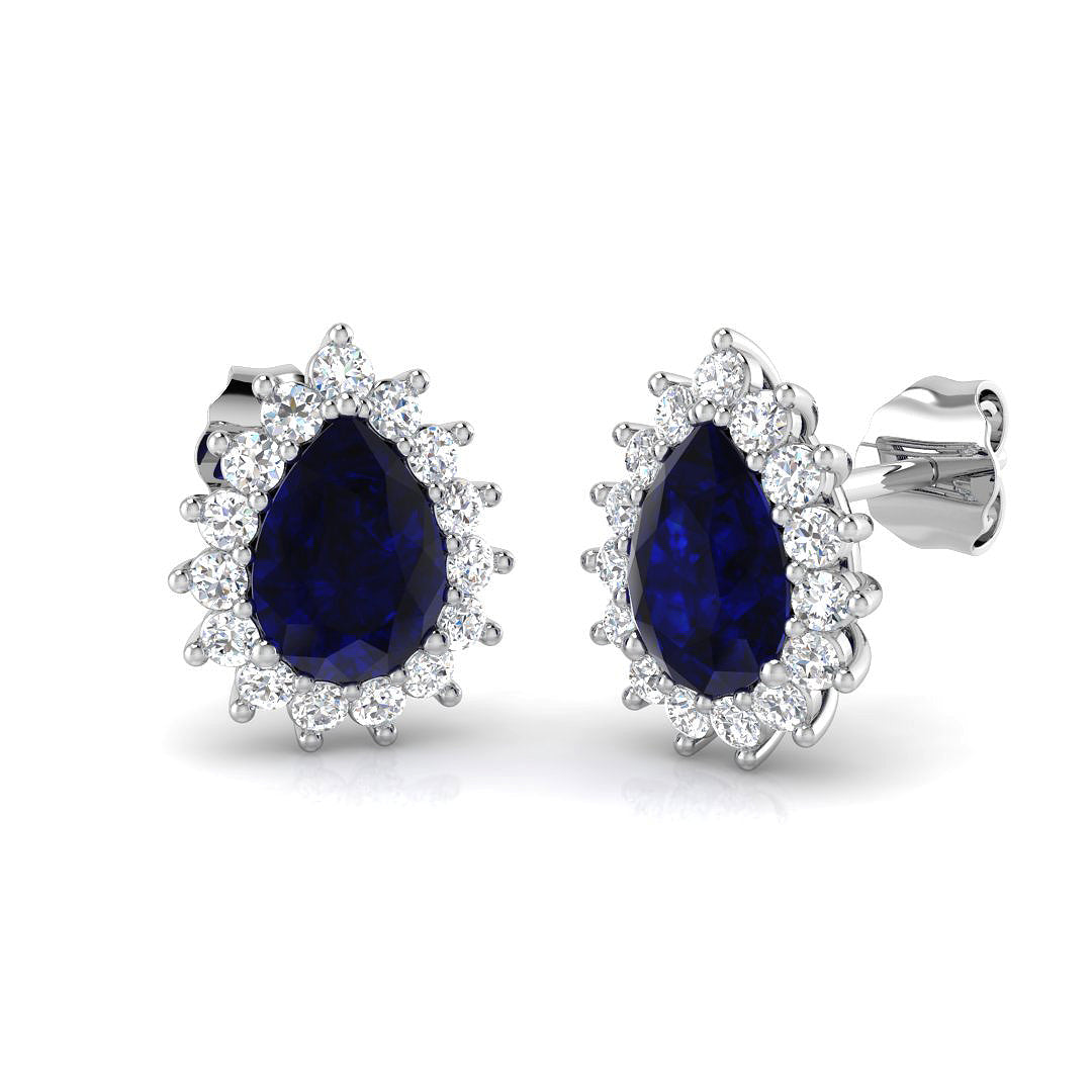 18ct White Gold 1.89ct Blue Sapphire Earrings