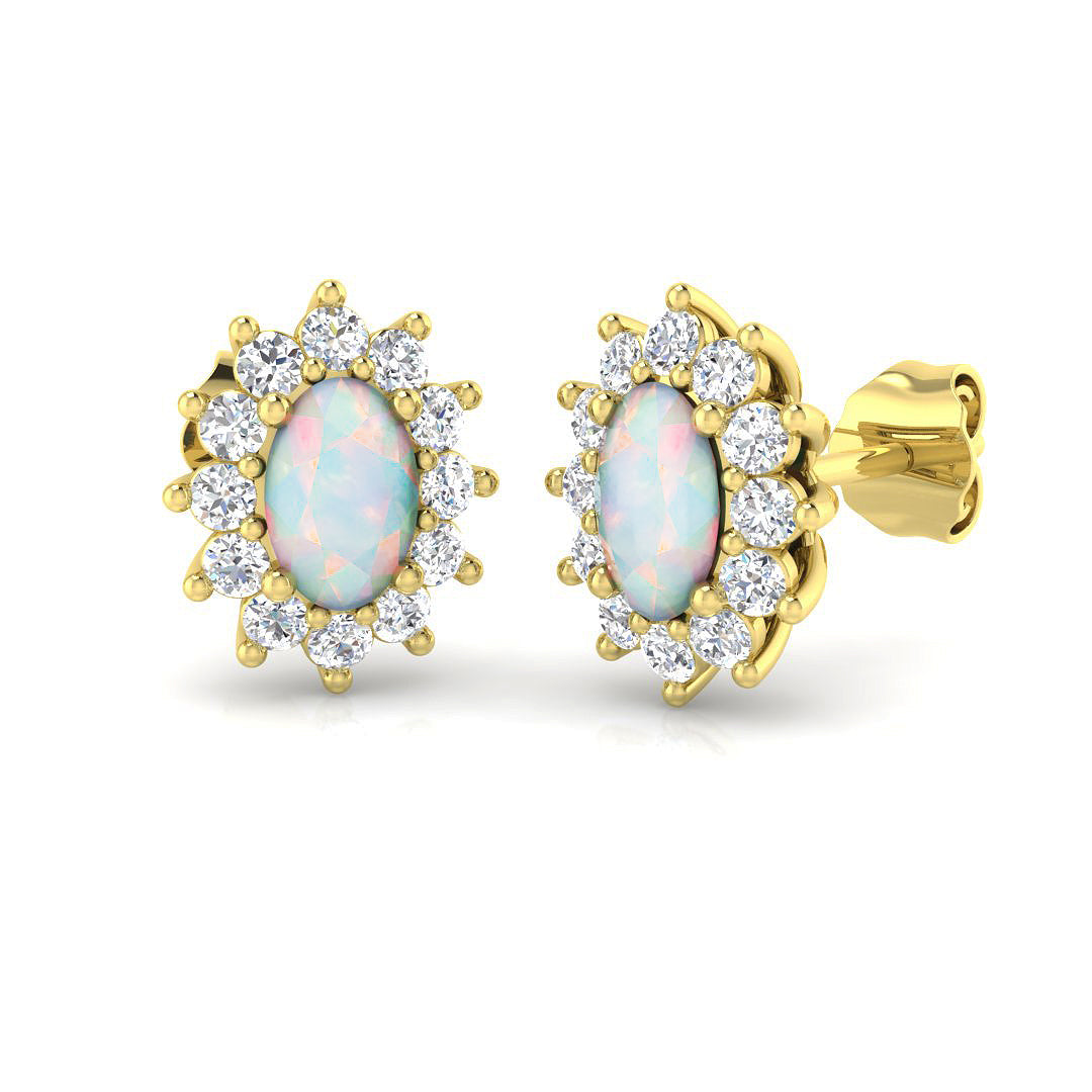 9ct Yellow Gold 1.10ct Opal Earrings