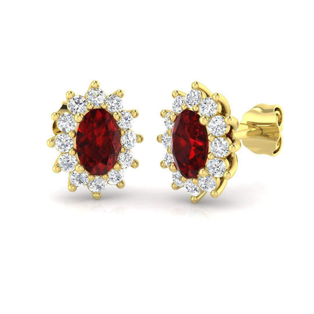 9ct Yellow Gold 1.60ct Ruby Earrings