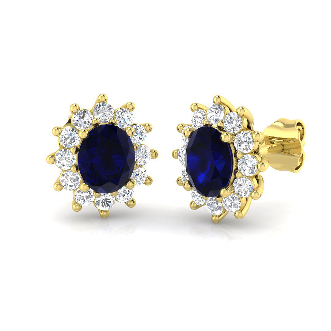 18ct Yellow Gold 2.37ct Blue Sapphire Earrings