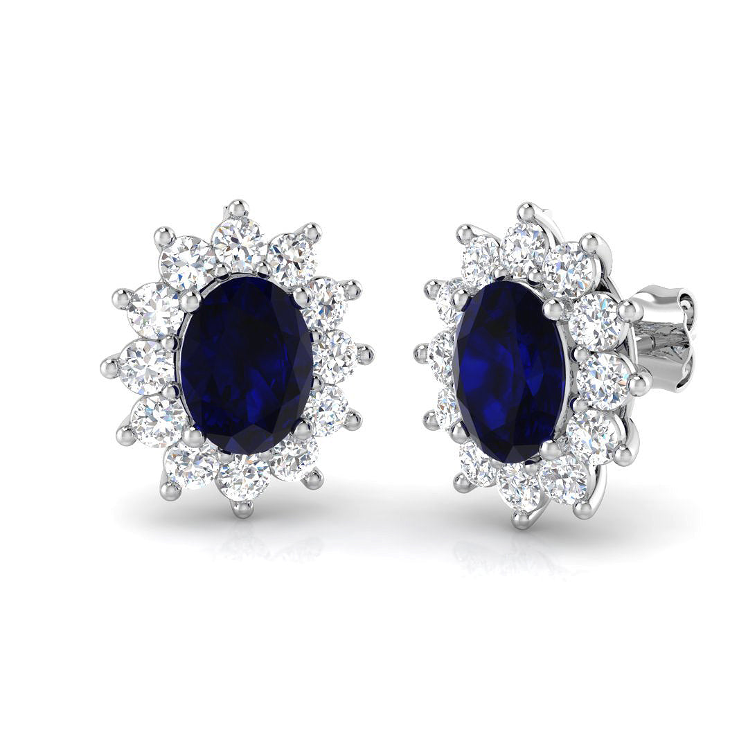 18ct White Gold 3.56ct Blue Sapphire Earrings