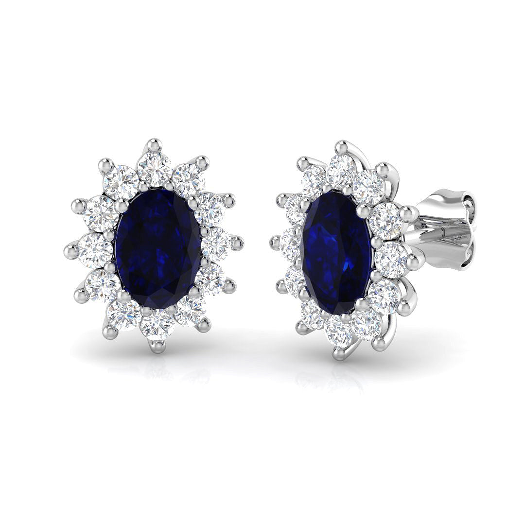 18ct White Gold 2.97ct Blue Sapphire Earrings