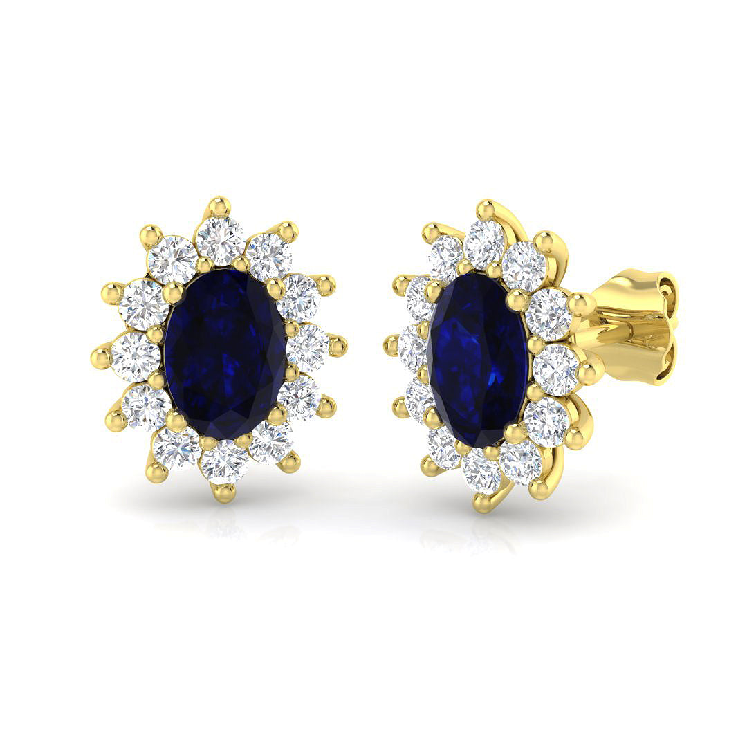 18ct Yellow Gold 2.54ct Blue Sapphire Earrings